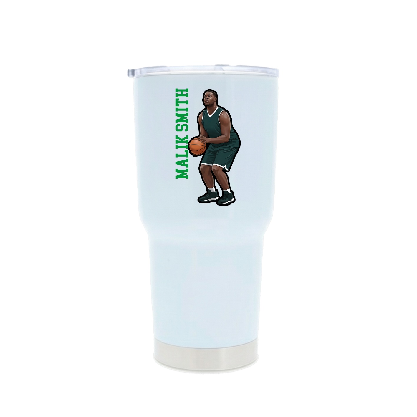 30oz Stainless Steel Tumbler — Name Vertical in White