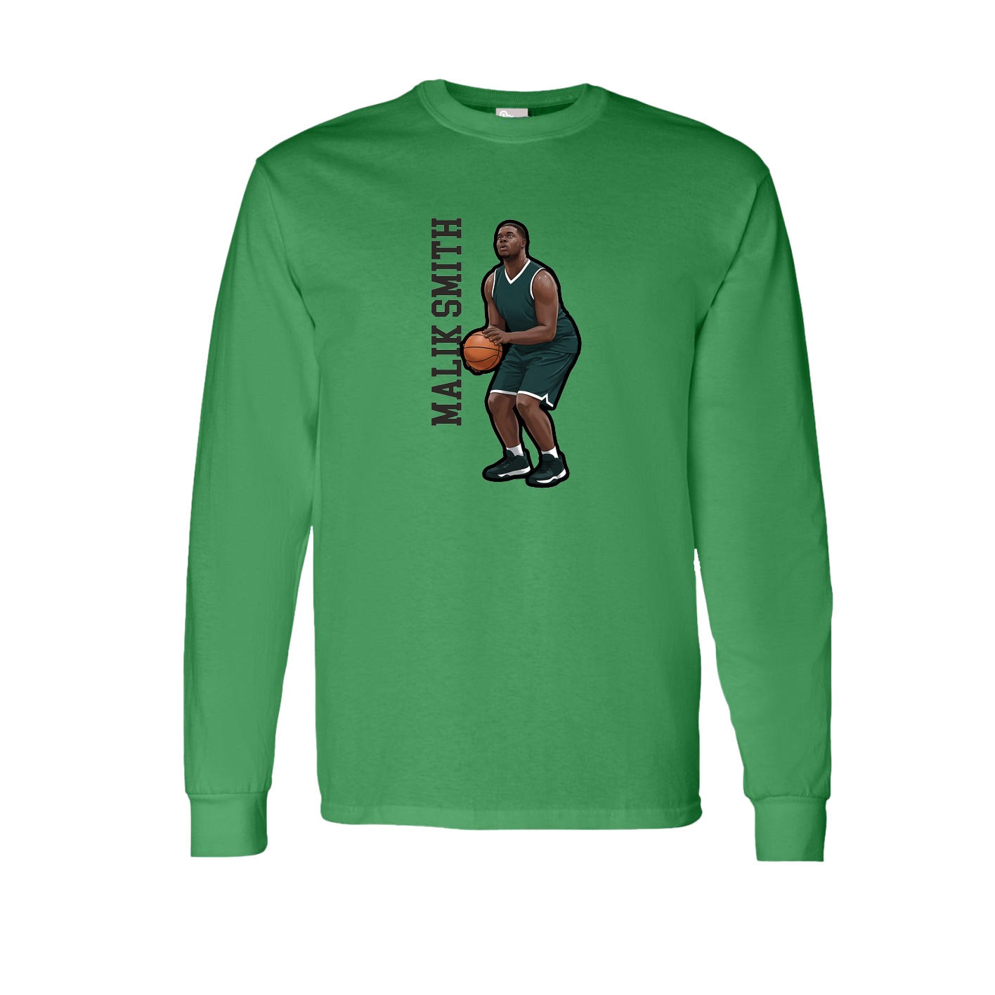 Long Sleeve Tee — Name Vertical in Green