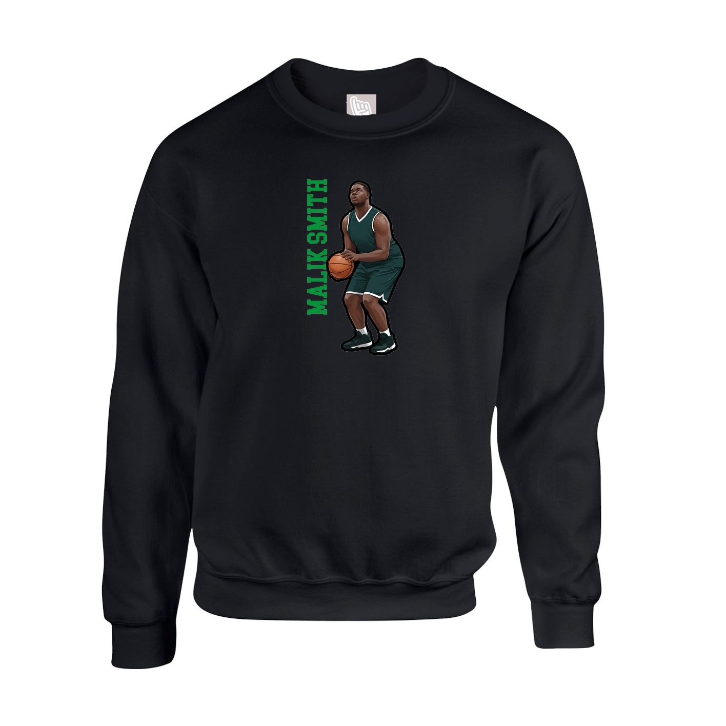 Fleece Crew — Name Vertical in Black
