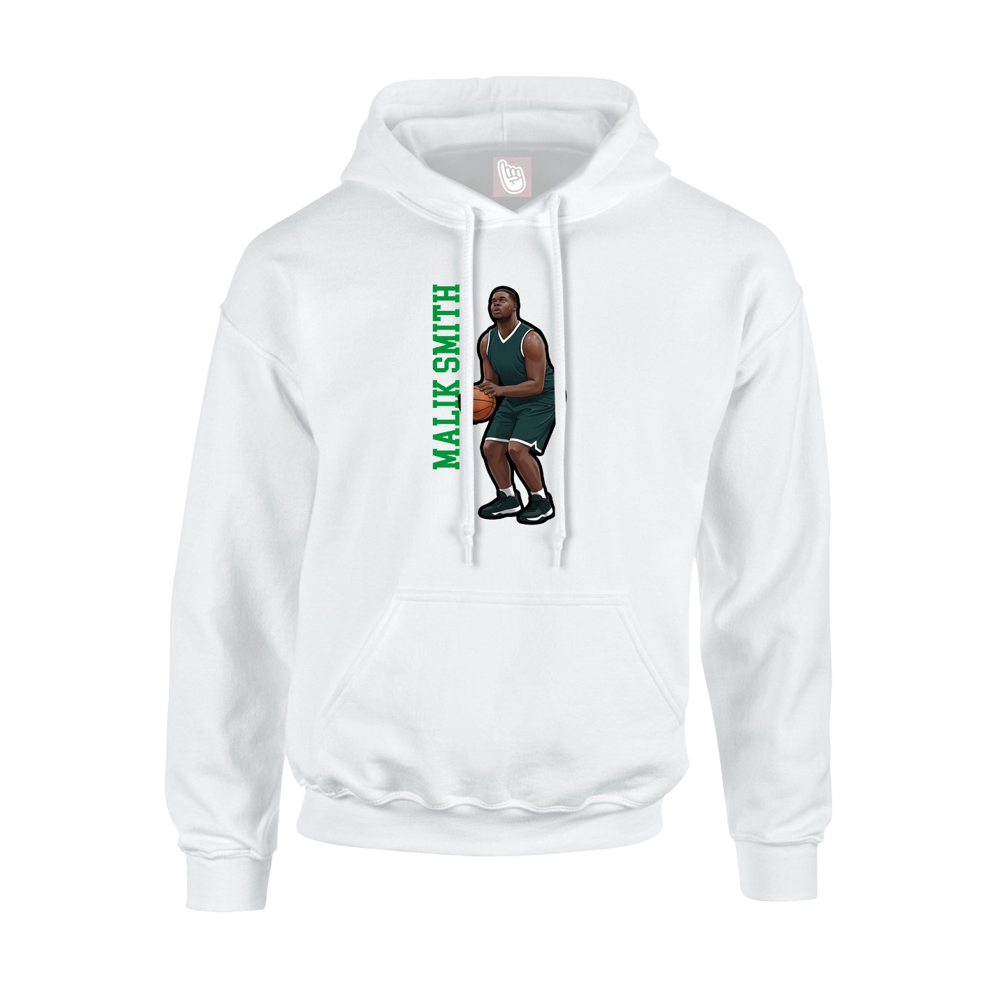 Youth Hoodie — Name Vertical in White