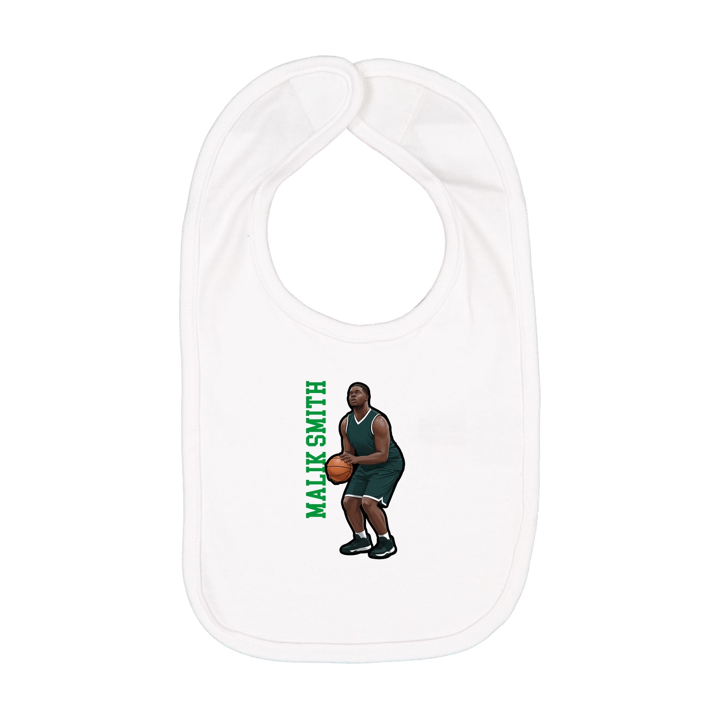 Infant Bib — Name Vertical in White