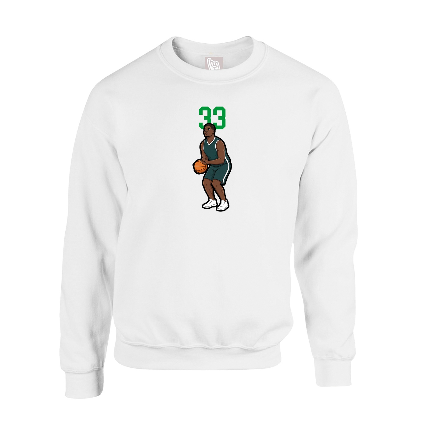 Fleece Crew — Number Top in White