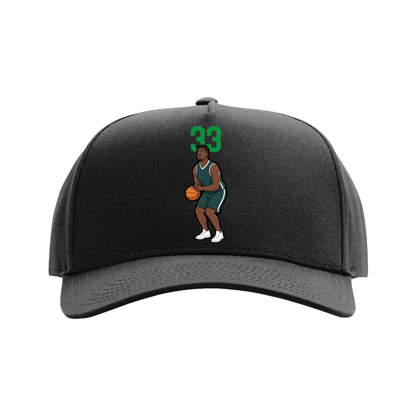 Full Fabric Five-Panel Champ Cap — Number Top in Black