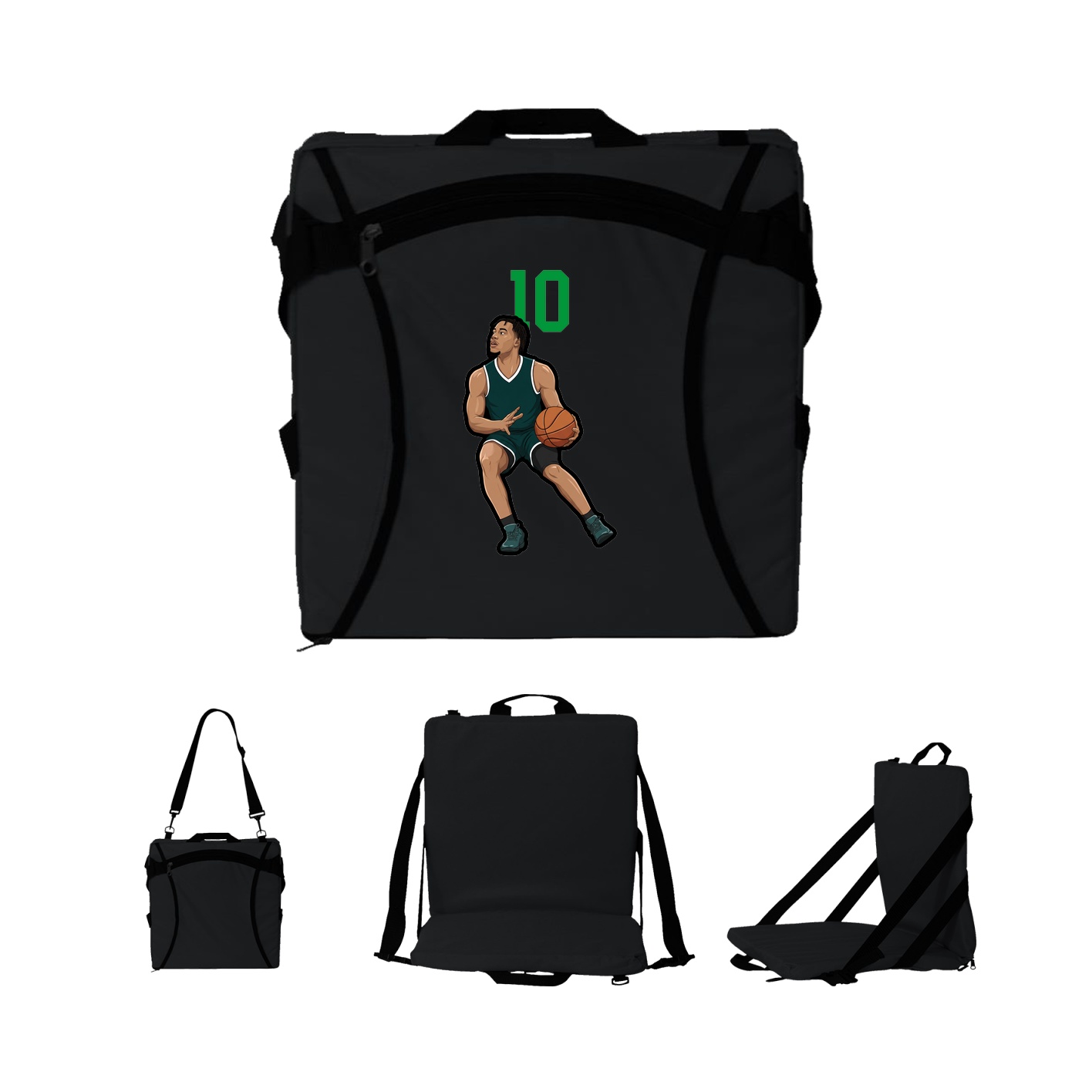 Folding Stadium Seat — Number Top in Black