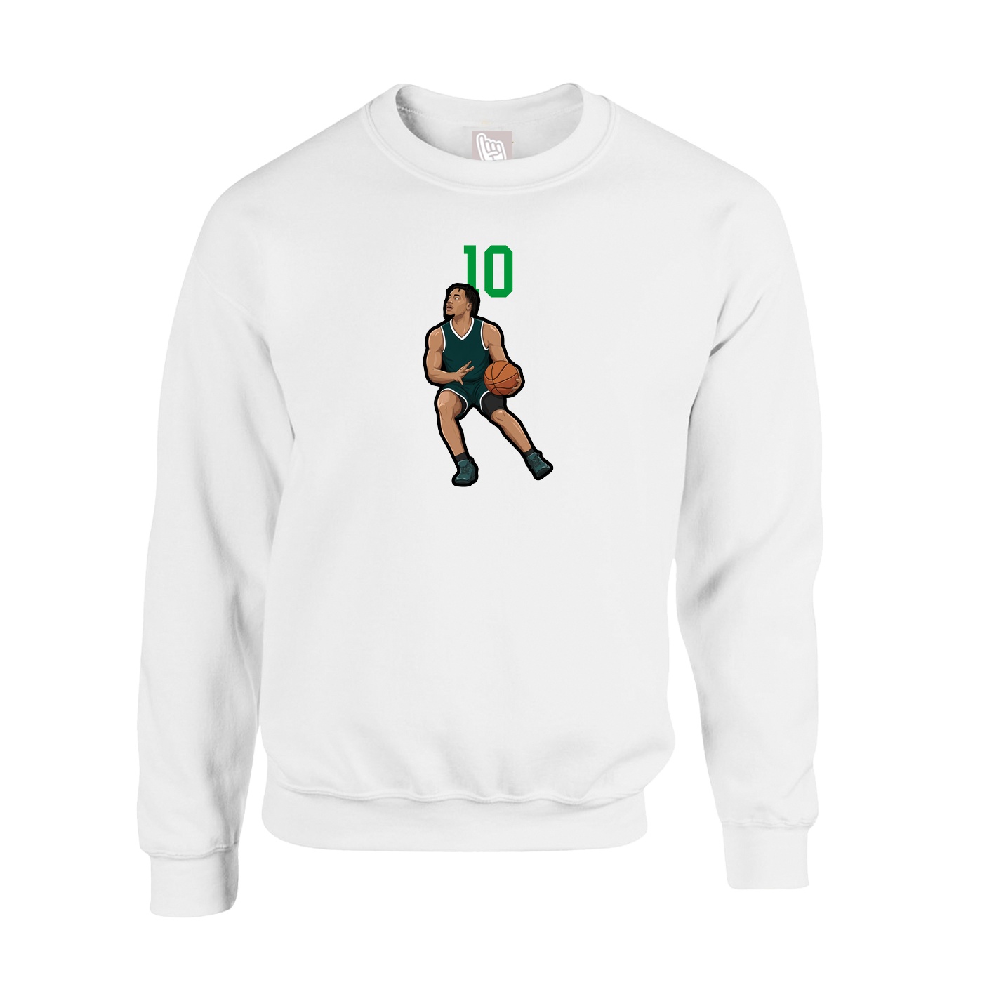 Fleece Crew — Number Top in White