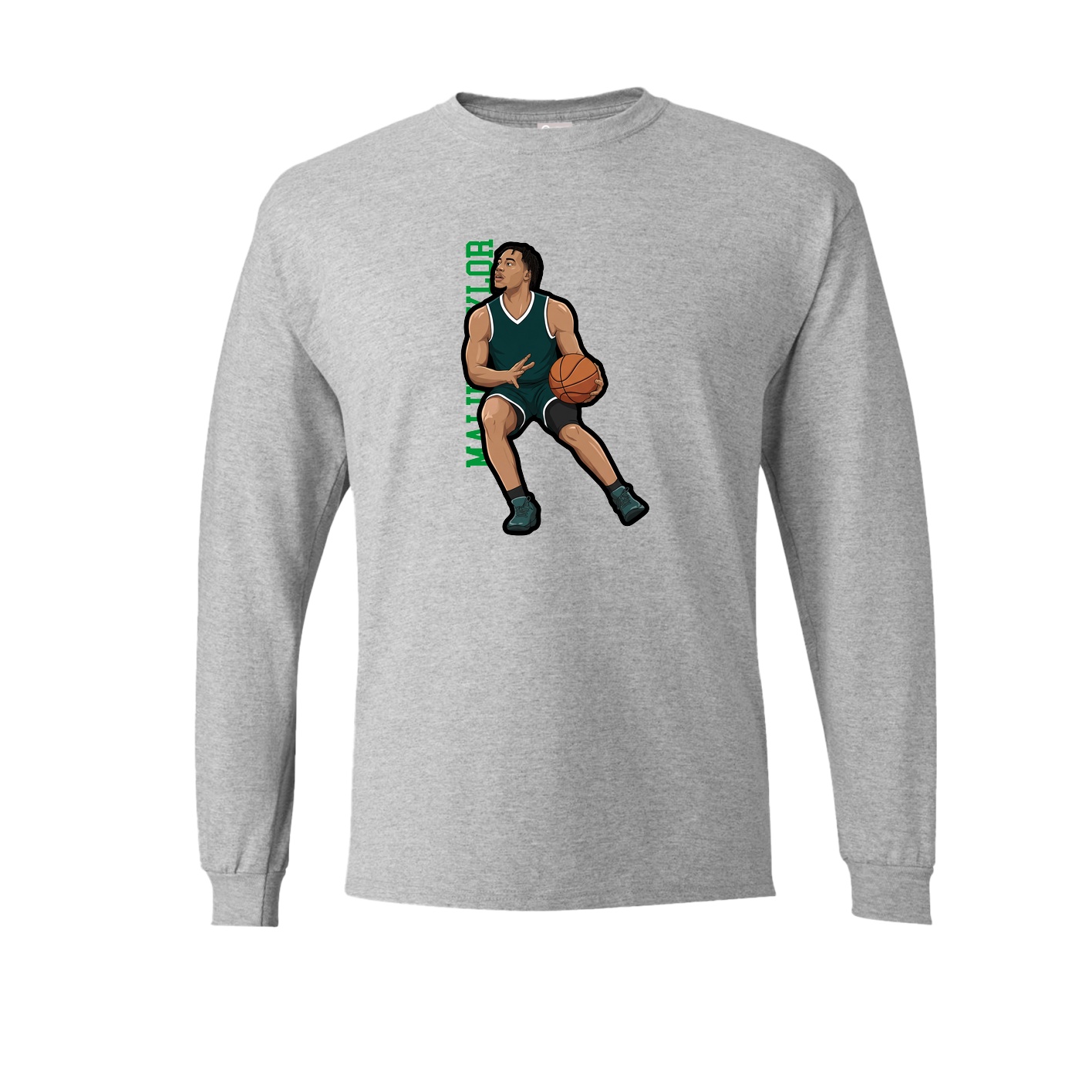 Long Sleeve Tee — Name Vertical in Grey