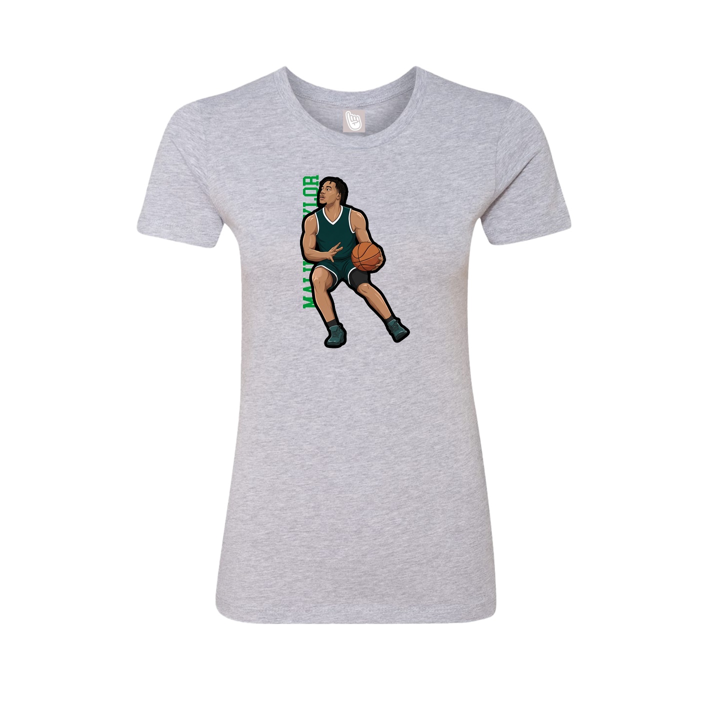 Fitted Women's Tee — Name Vertical in Grey