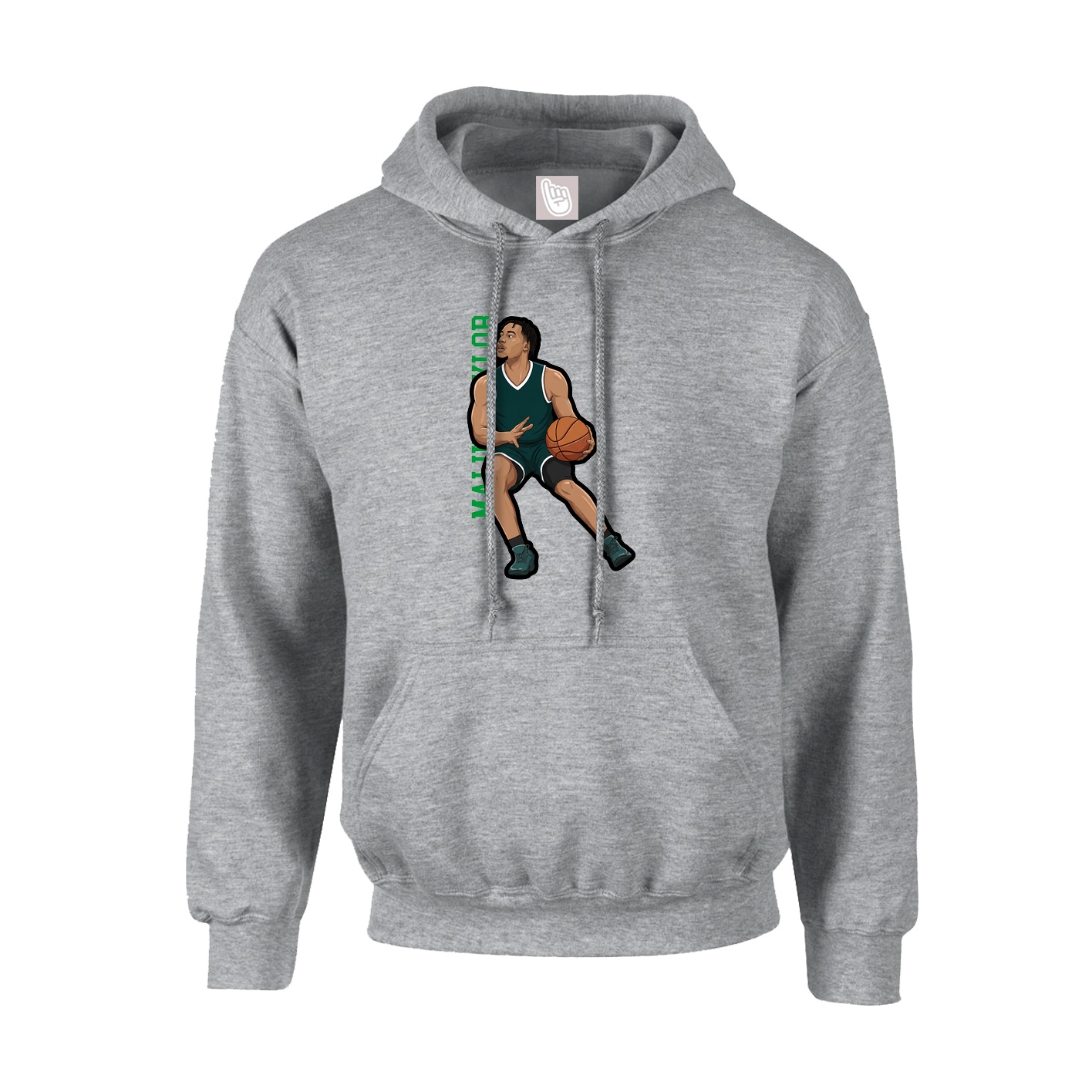 Youth Hoodie — Name Vertical in Grey