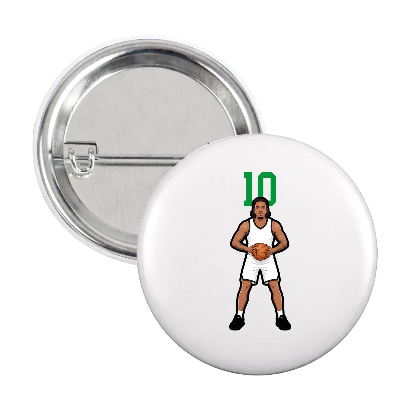 Game Day Button — Number Top in White