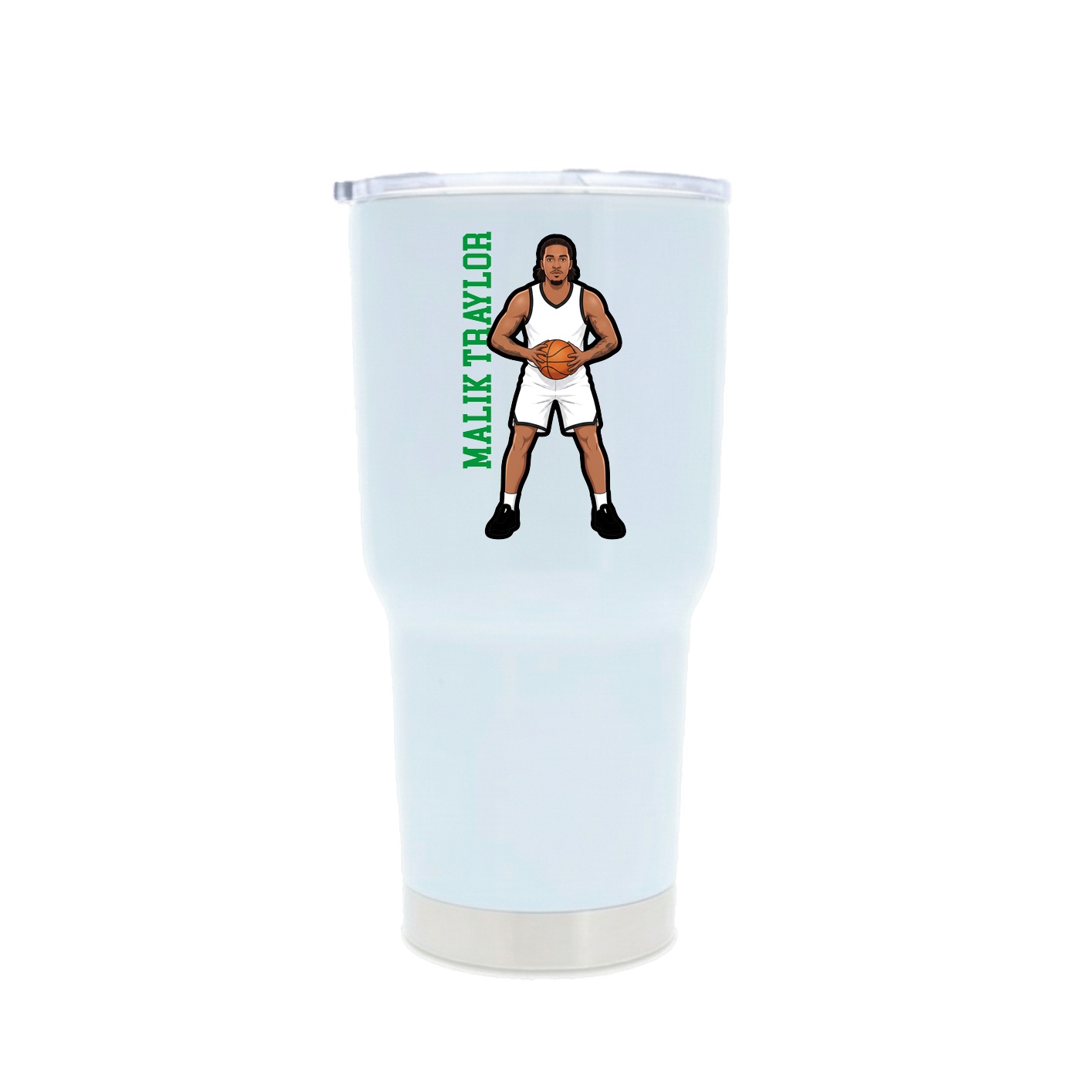30oz Stainless Steel Tumbler — Name Vertical in White