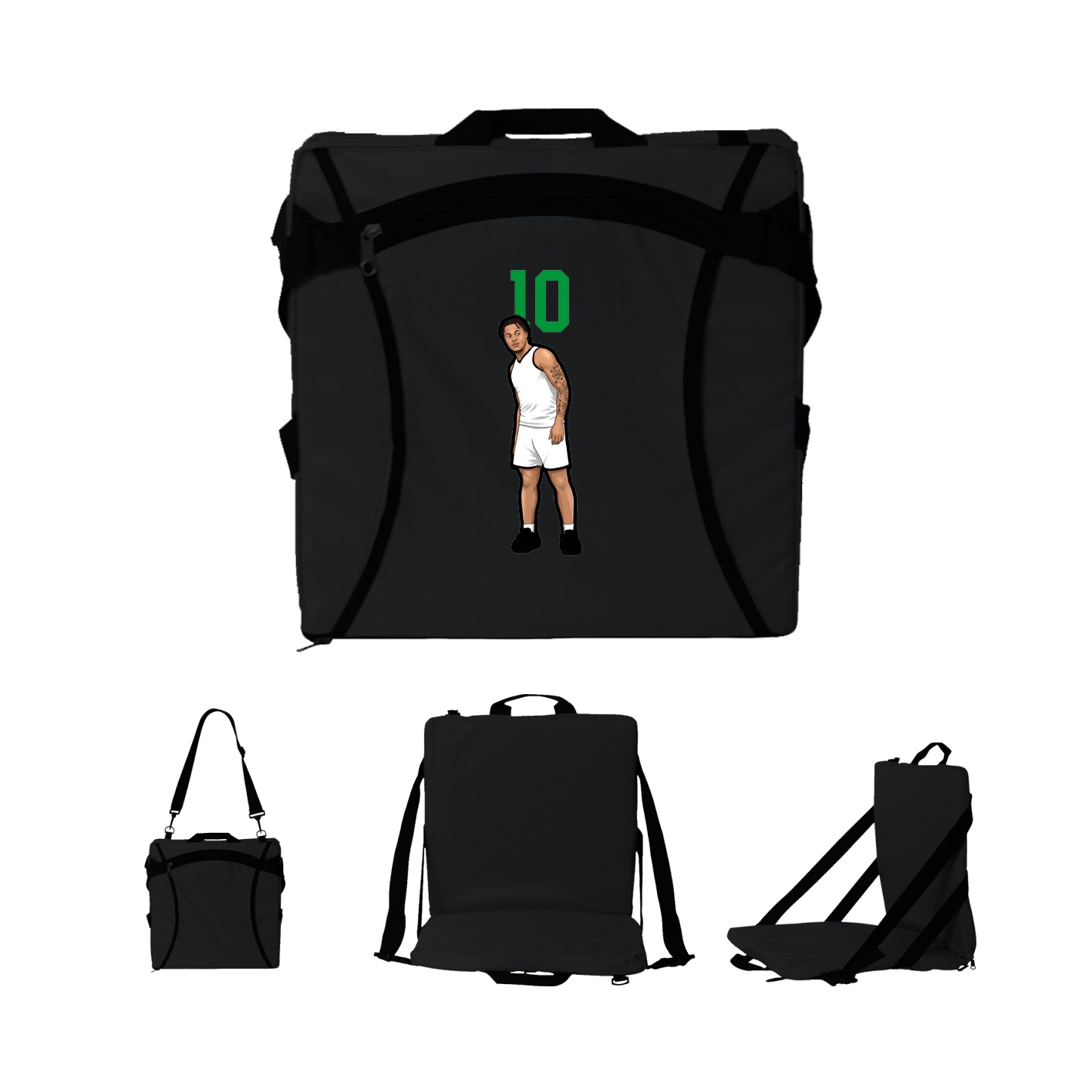 Folding Stadium Seat — Number Top in Black