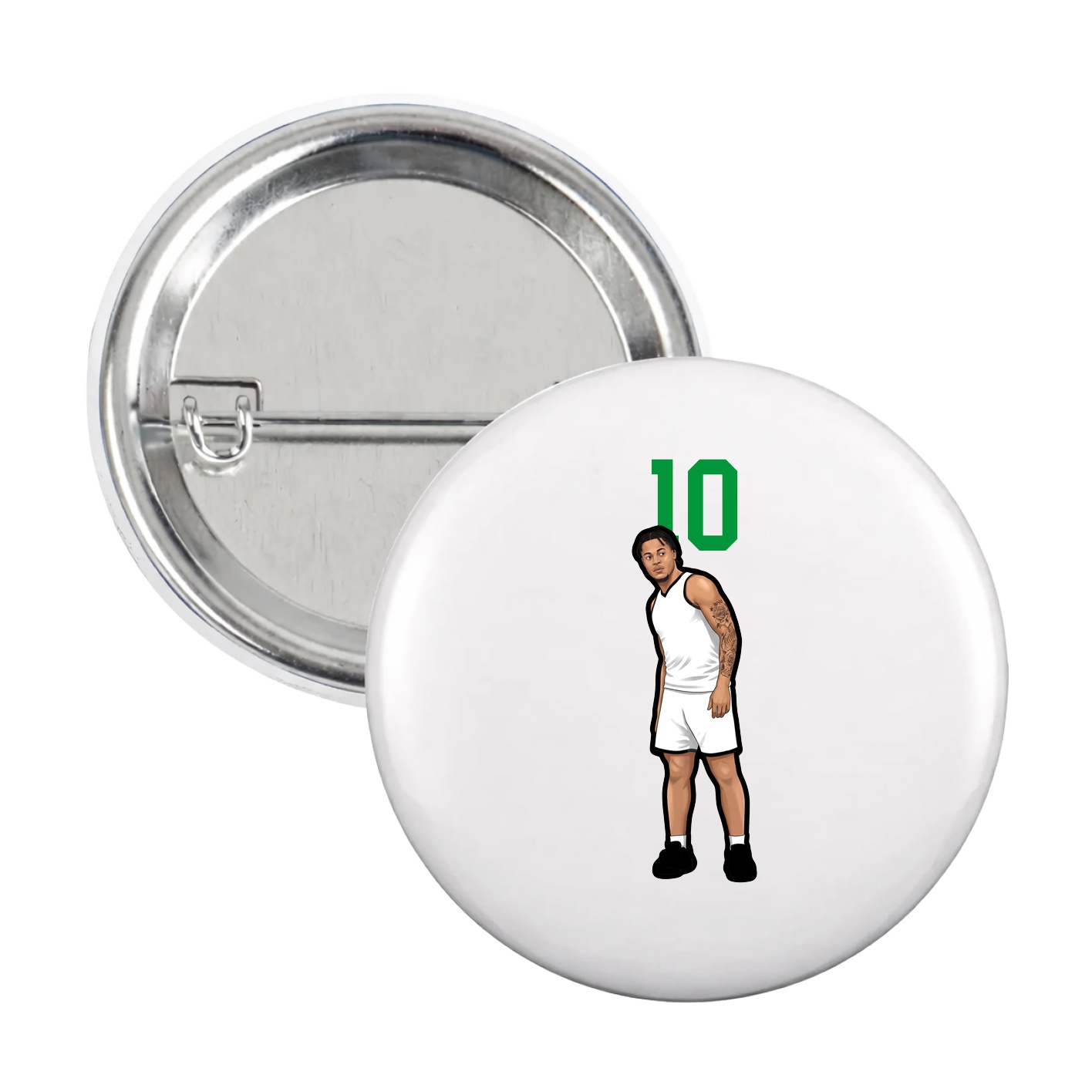 Game Day Button — Number Top in White