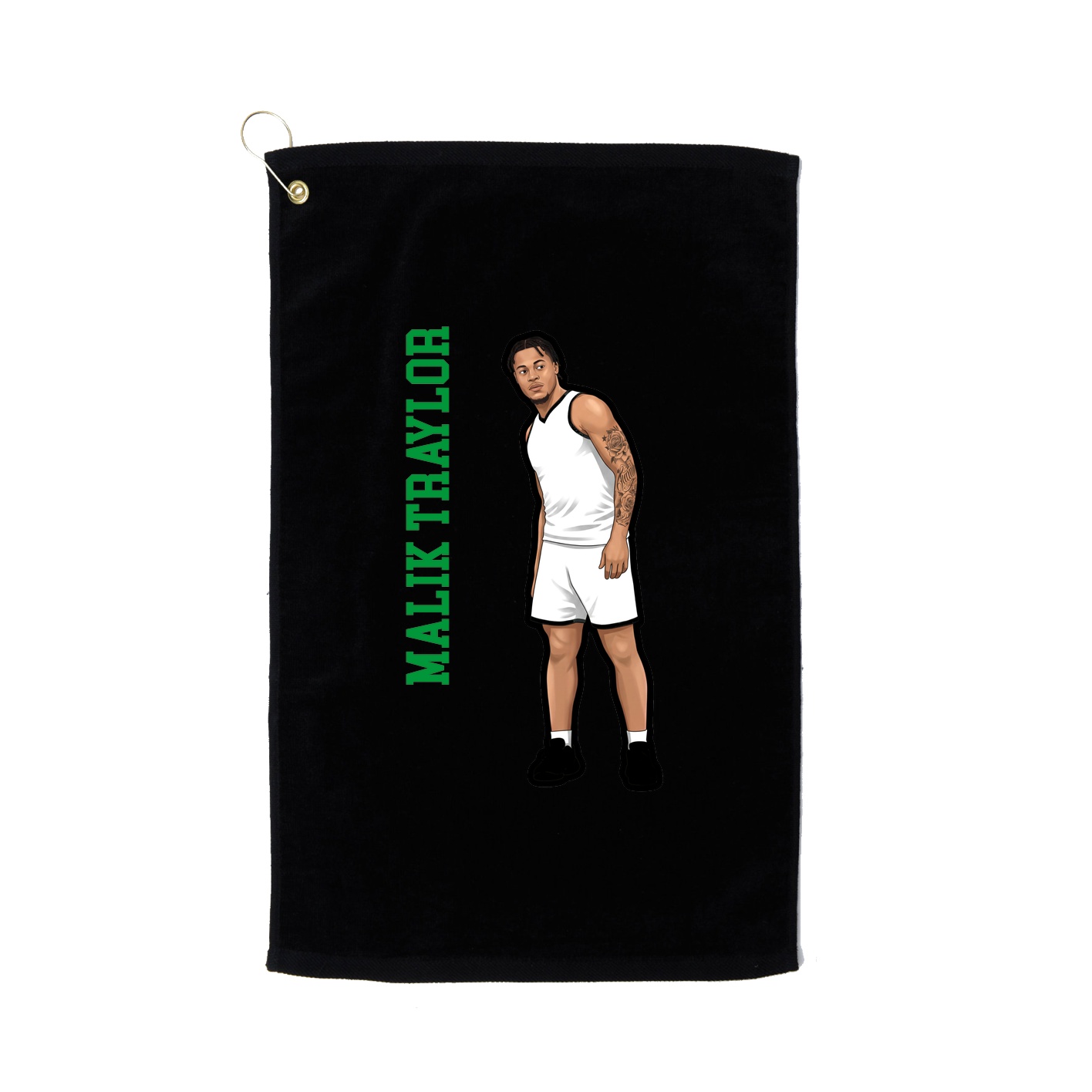 Golf Towel — Name Vertical in Black