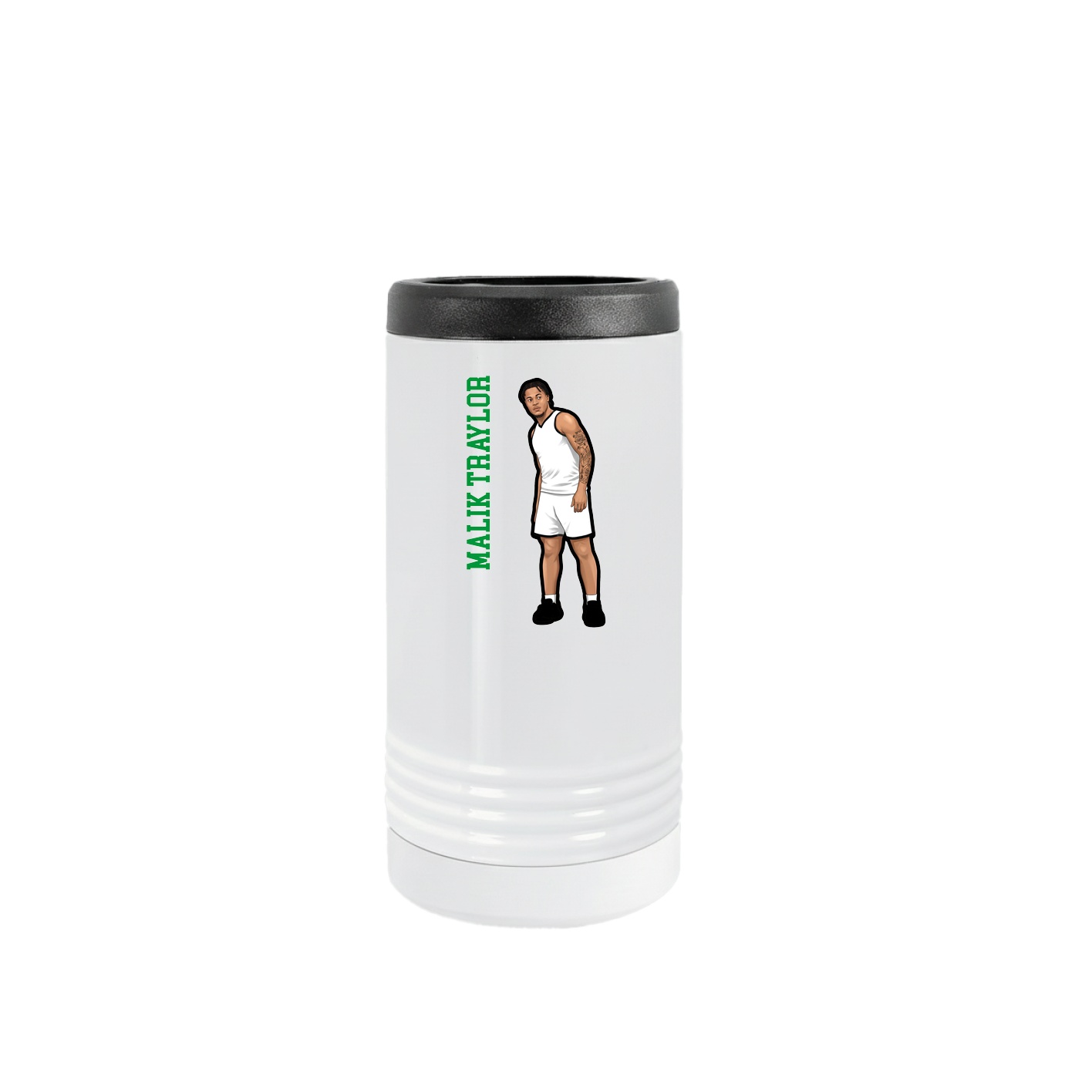 Slim Beverage Holder — Name Vertical in White