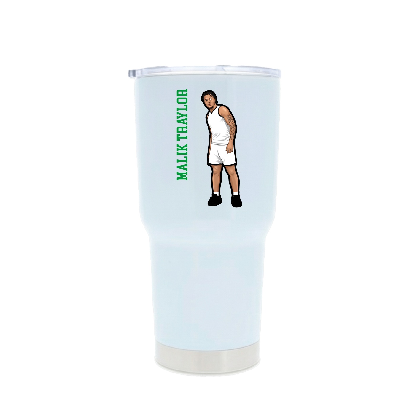 30oz Stainless Steel Tumbler — Name Vertical in White