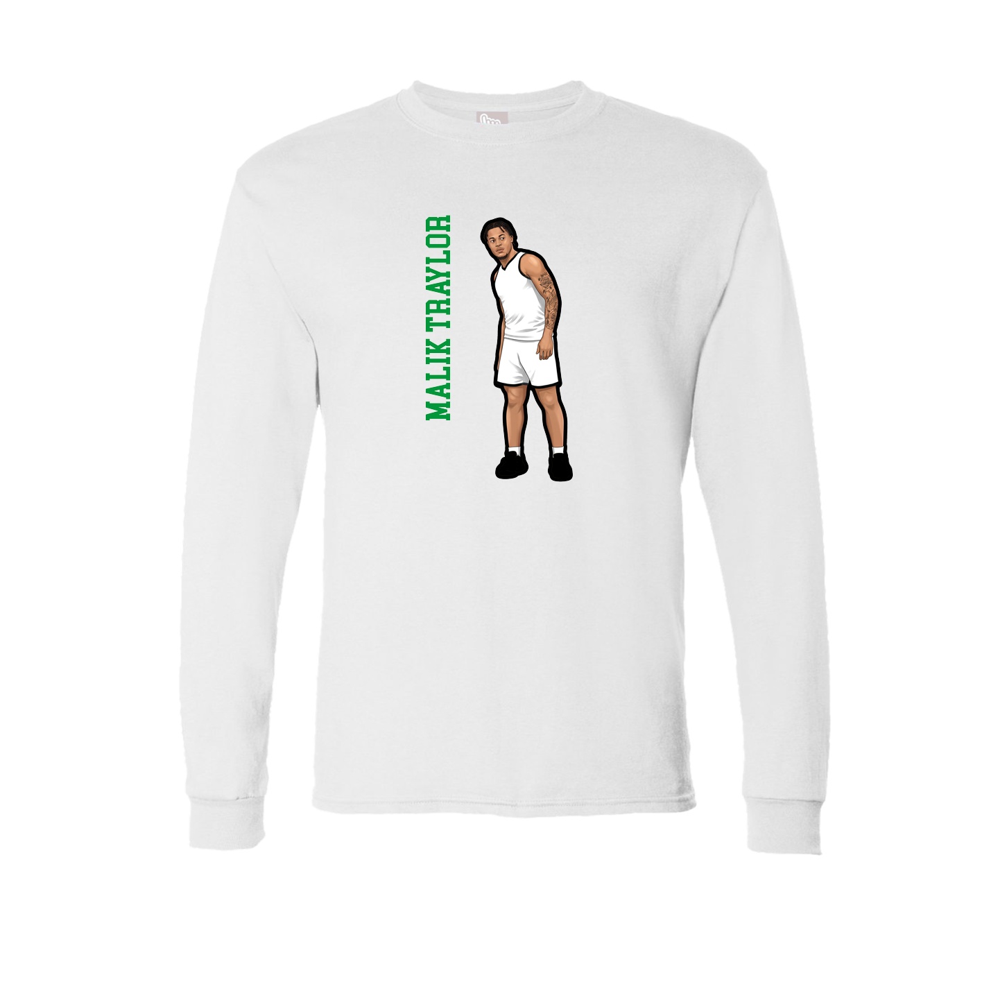Long Sleeve Tee — Name Vertical in White