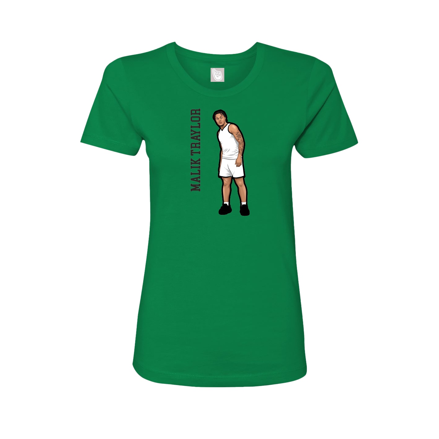 Fitted Women's Tee — Name Vertical in Green