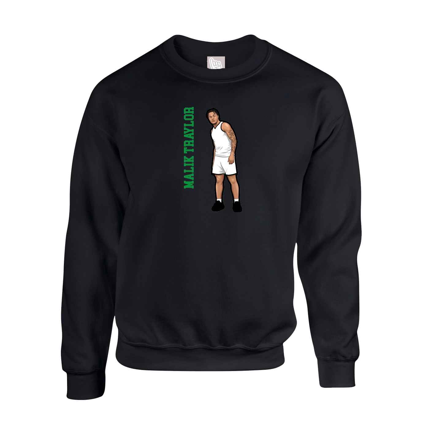 Fleece Crew — Name Vertical in Black