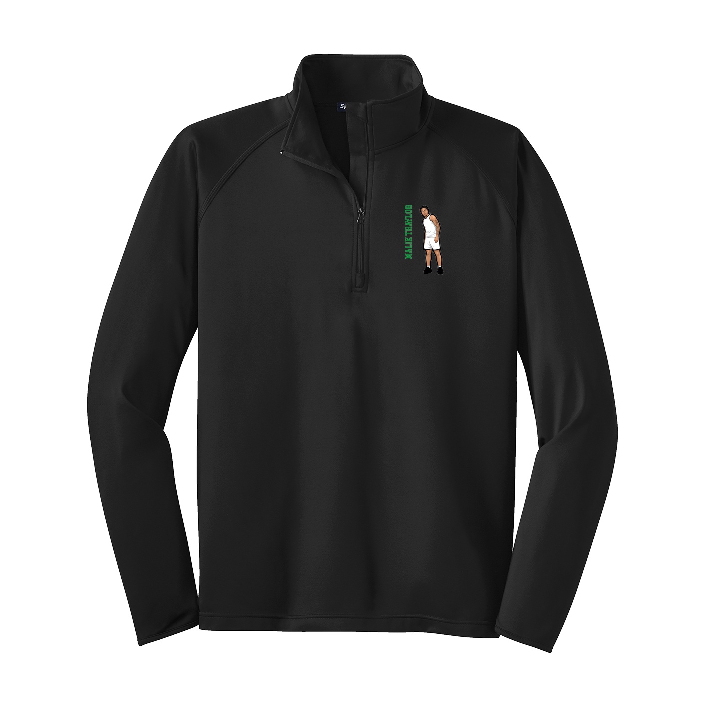 Q-Zip Pullover — Name Vertical in Black