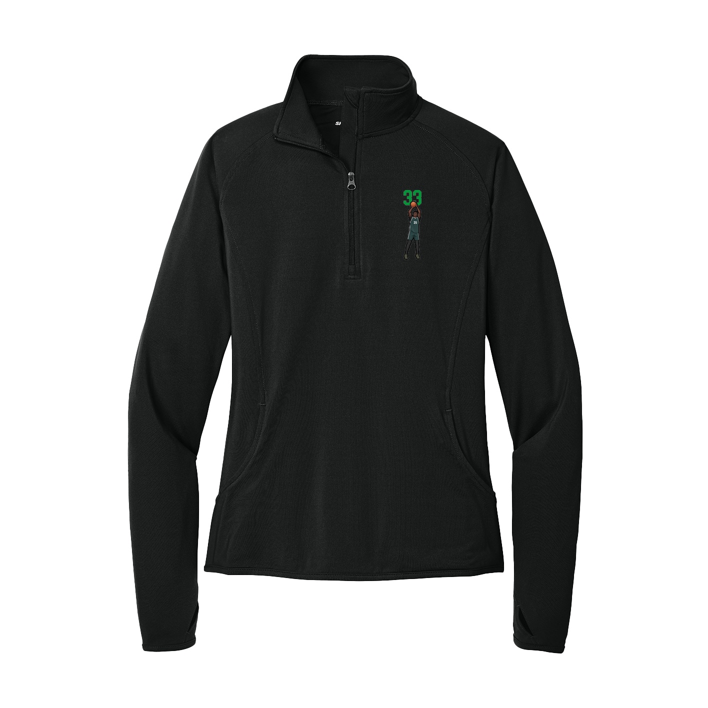 Women's Q-Zip Pullover — Number Top in Black