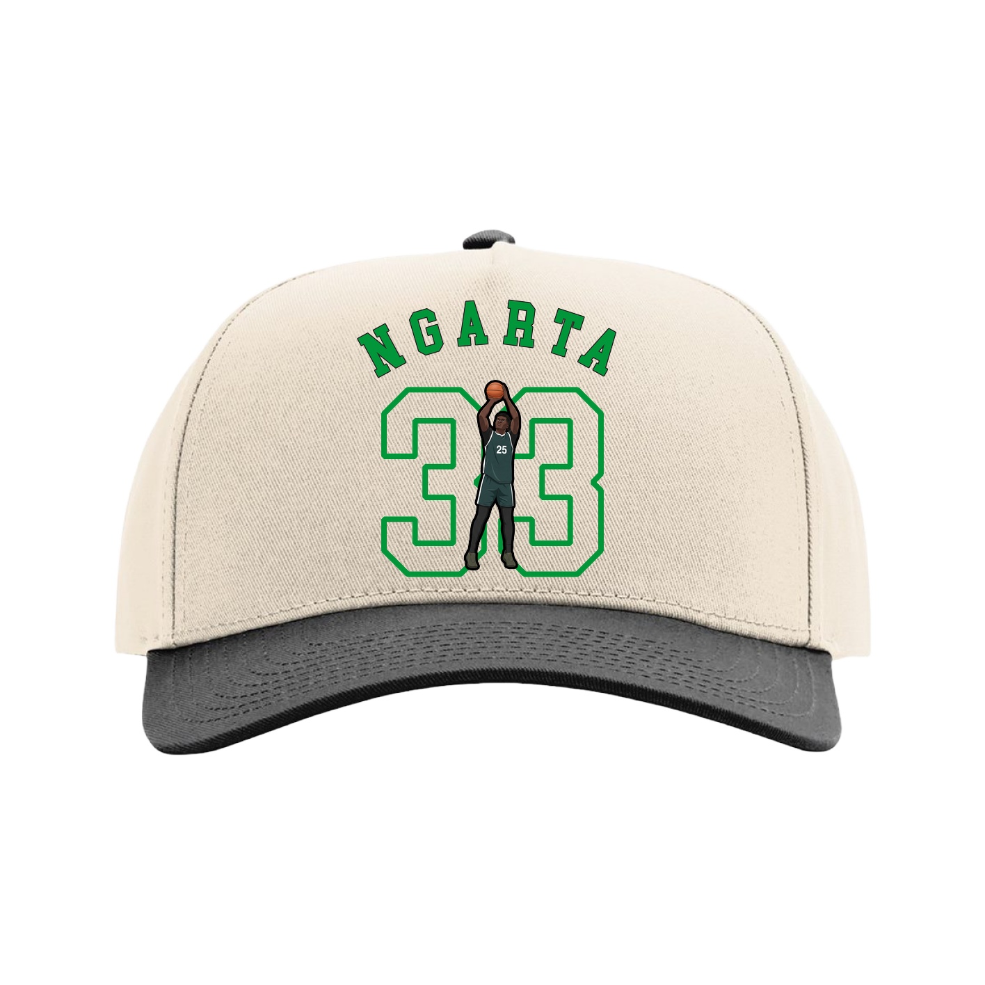 Full Fabric Five-Panel Champ Cap — Shirsey Arch in Cream/Black