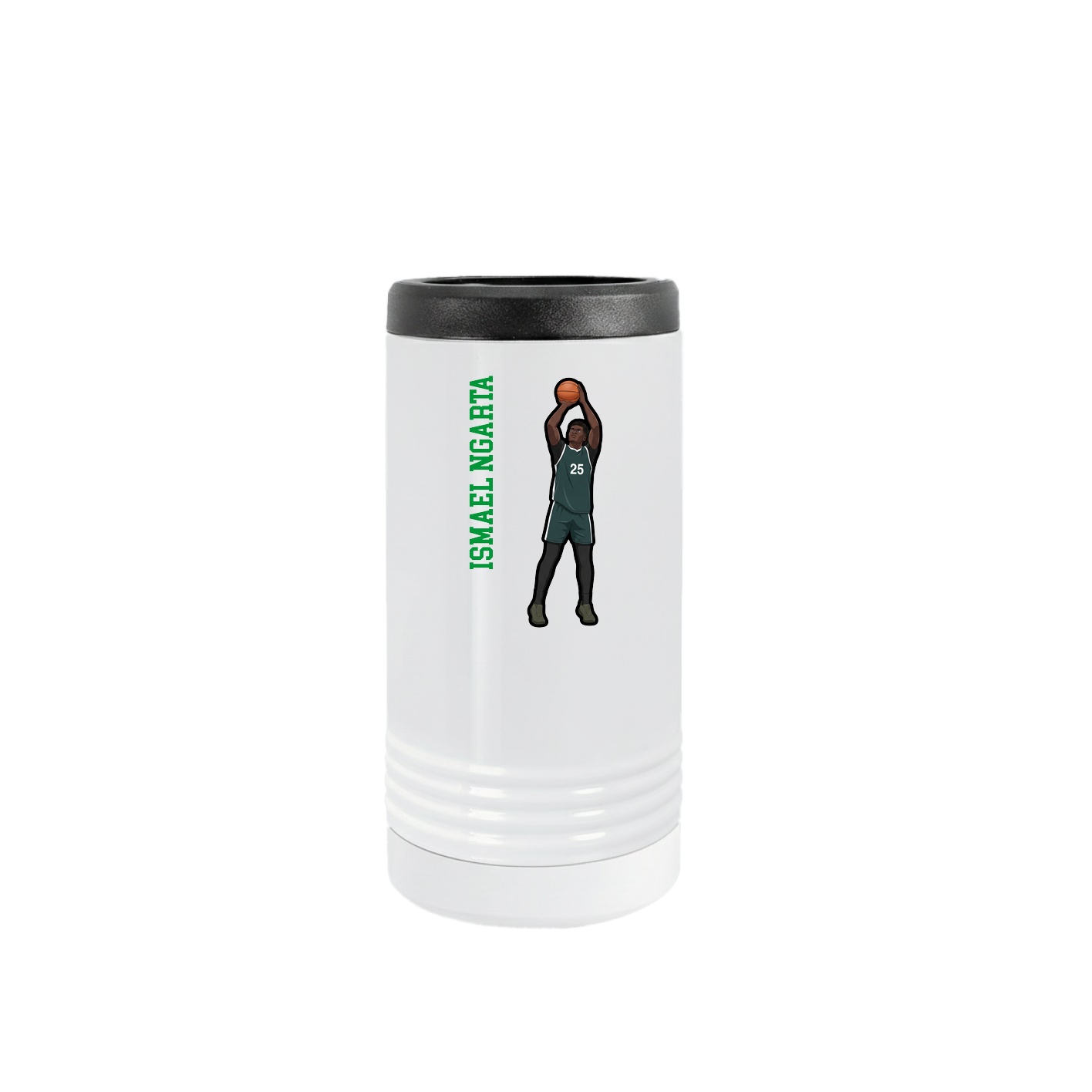 Slim Beverage Holder — Name Vertical in White
