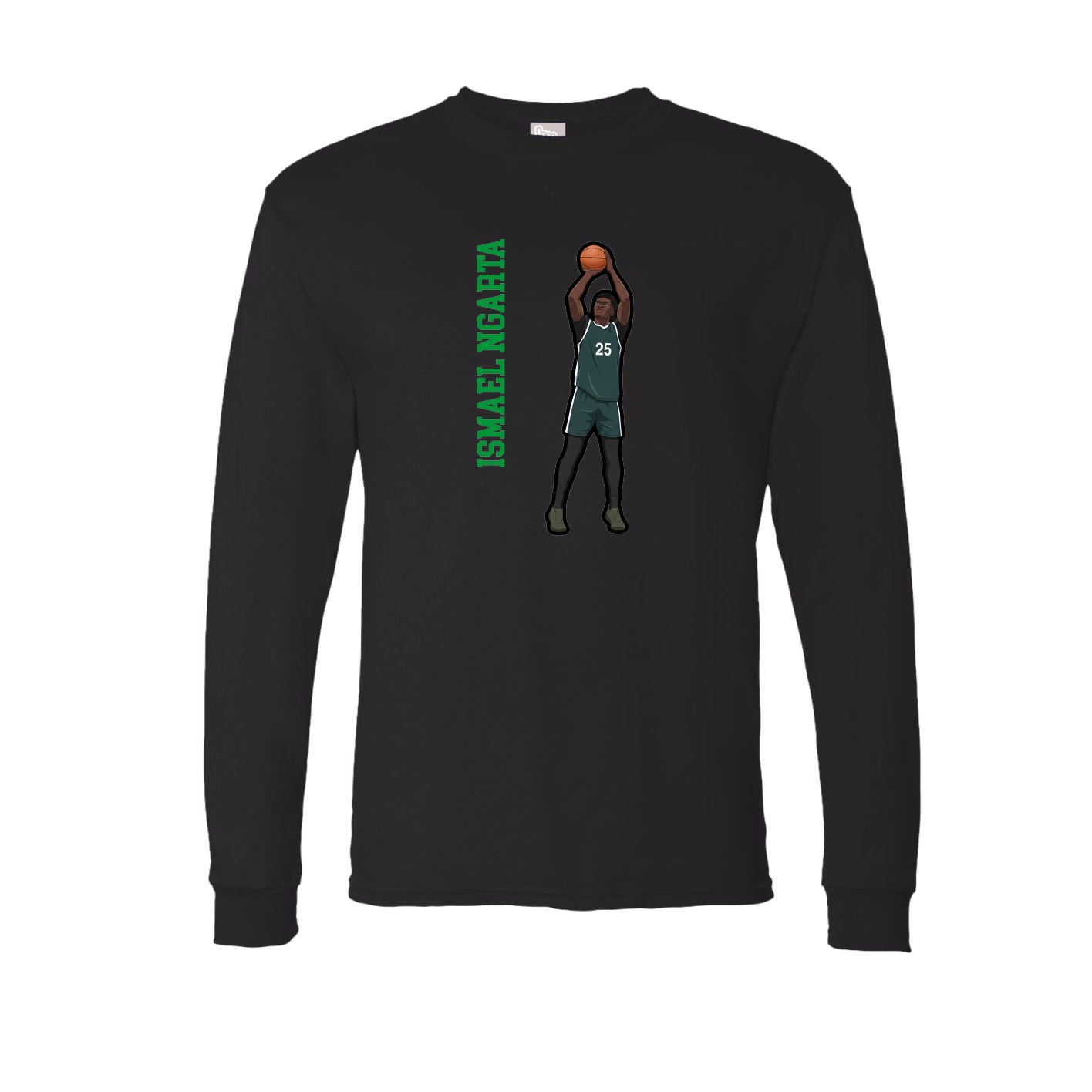 Long Sleeve Tee — Name Vertical in Black