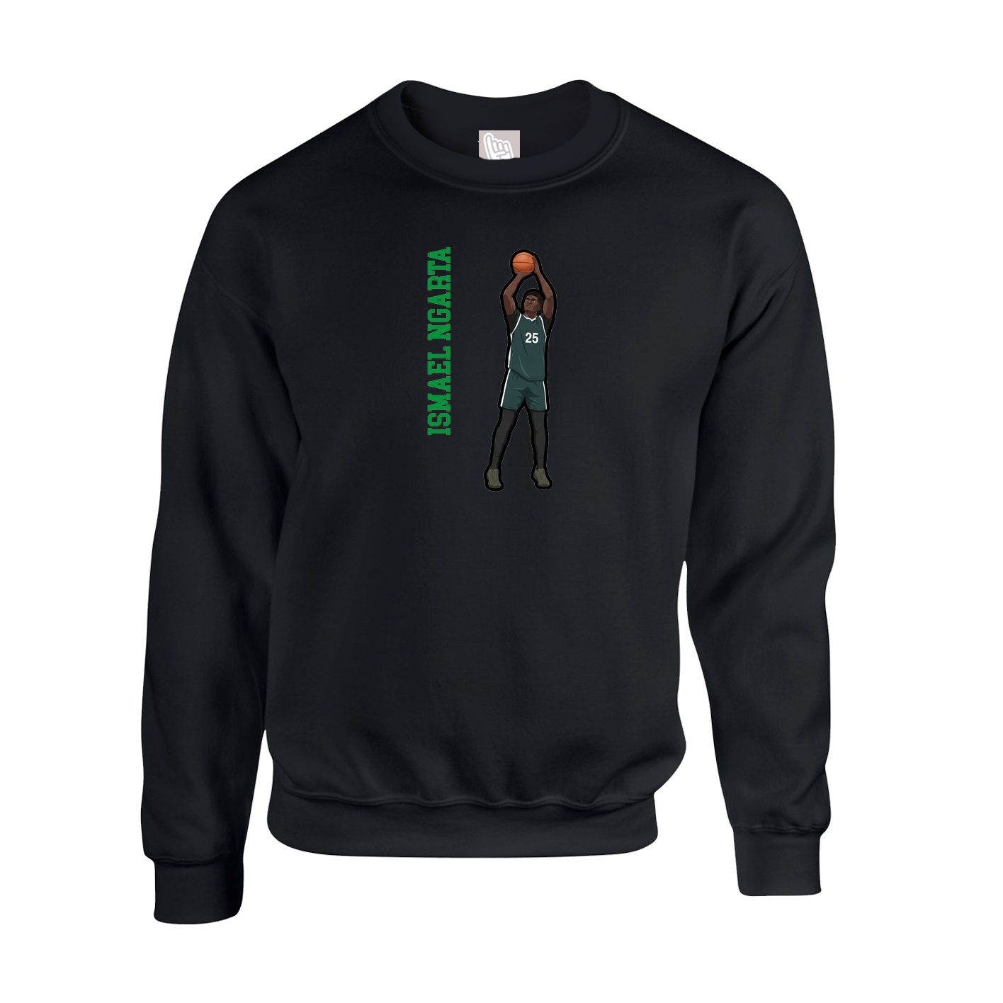 Fleece Crew — Name Vertical in Black