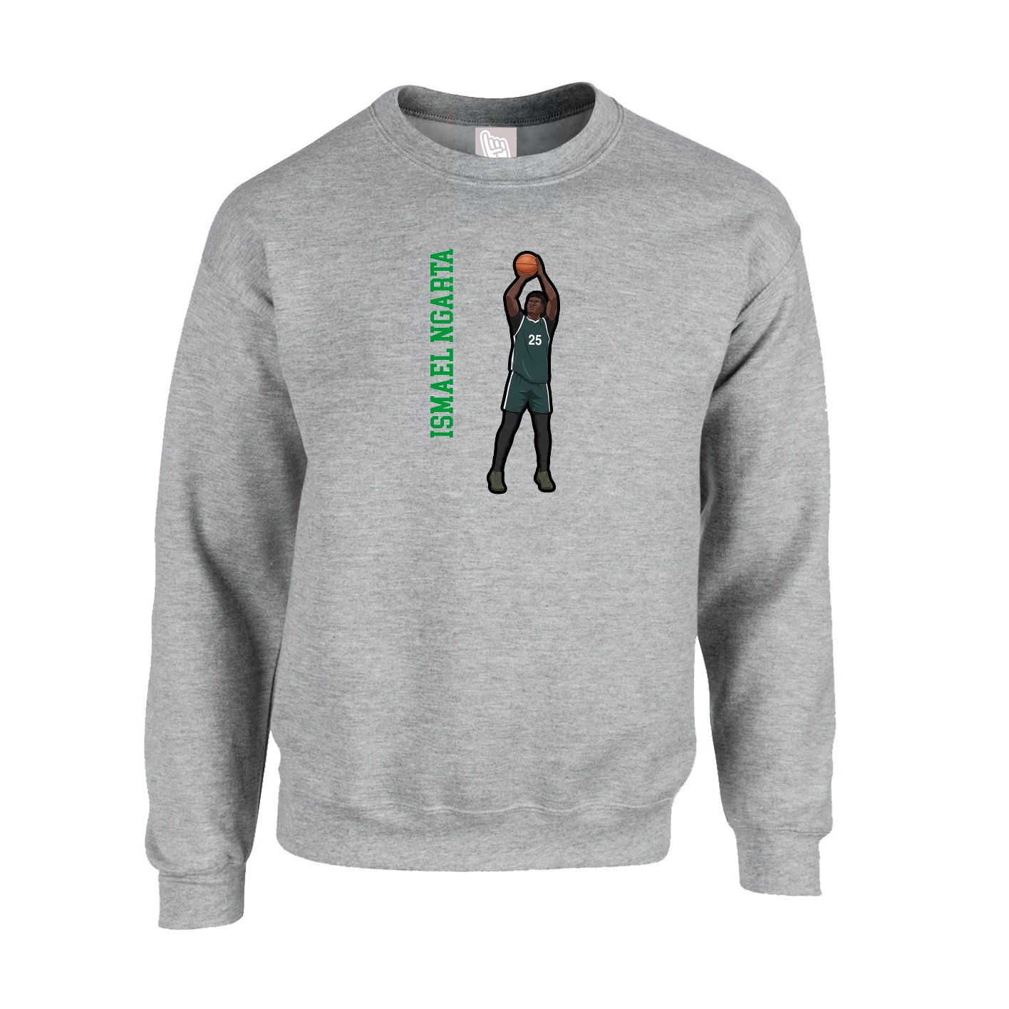 Fleece Crew — Name Vertical in Grey