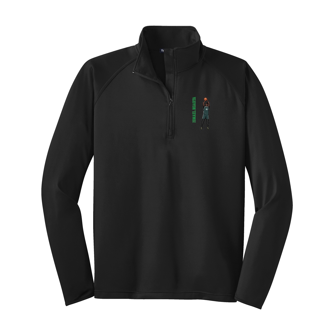 Q-Zip Pullover — Name Vertical in Black