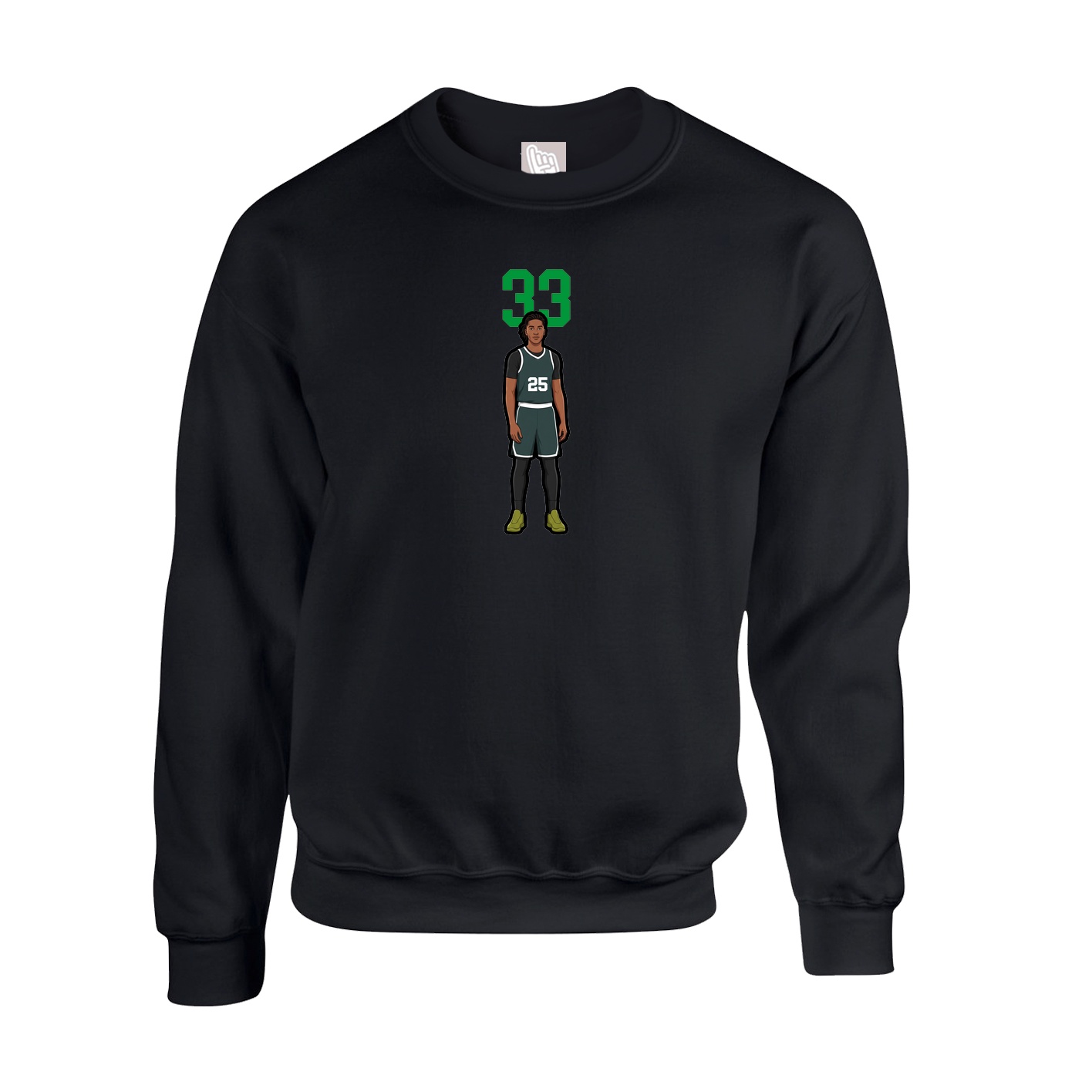 Fleece Crew — Number Top in Black