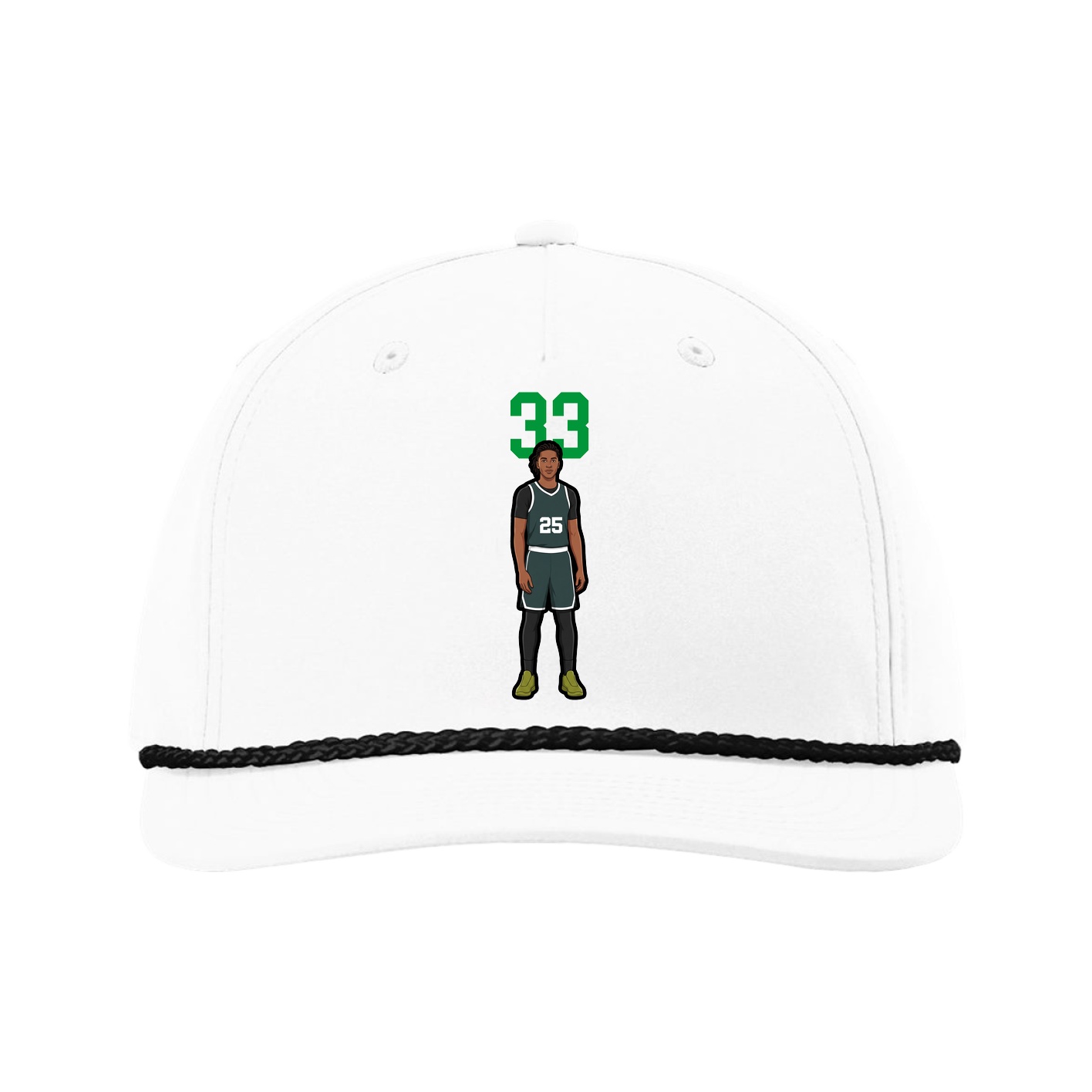 Five-Panel Classic Rope Cap — Number Top in White