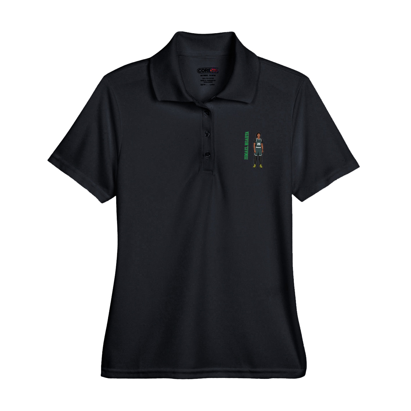 Womens Performance Polo — Name Vertical in Black