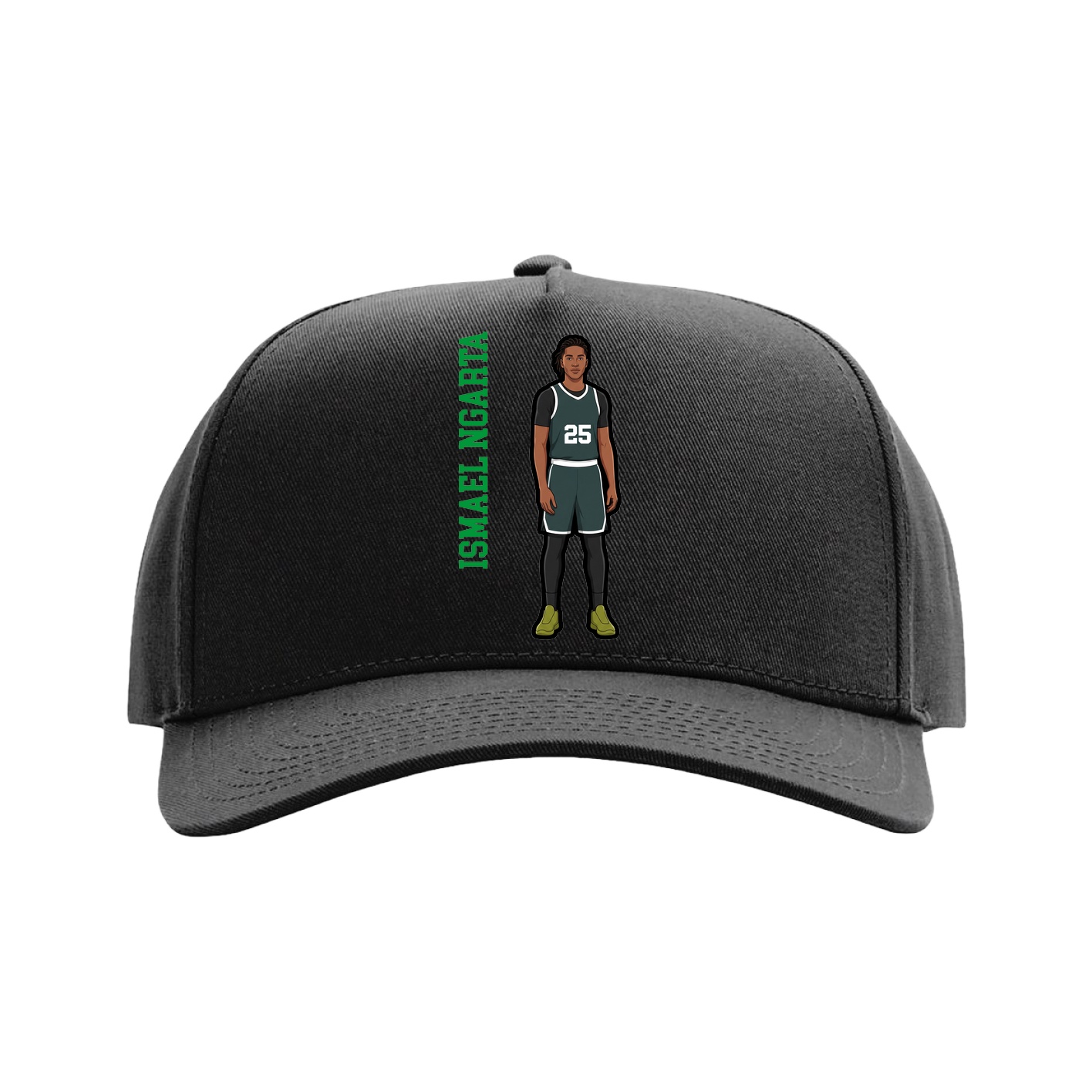 Full Fabric Five-Panel Champ Cap — Name Vertical in Black