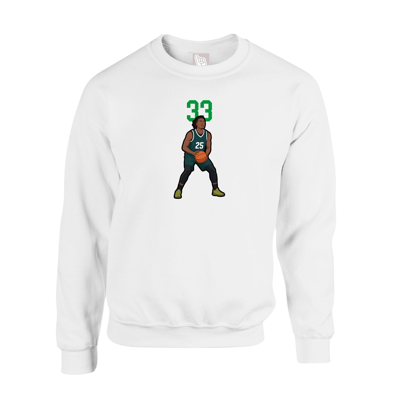 Fleece Crew — Number Top in White