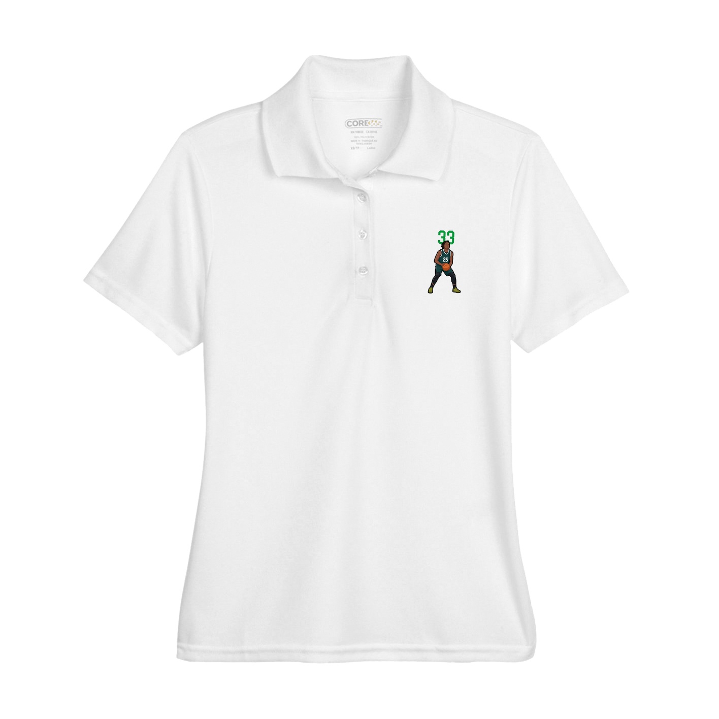 Womens Performance Polo — Number Top in White