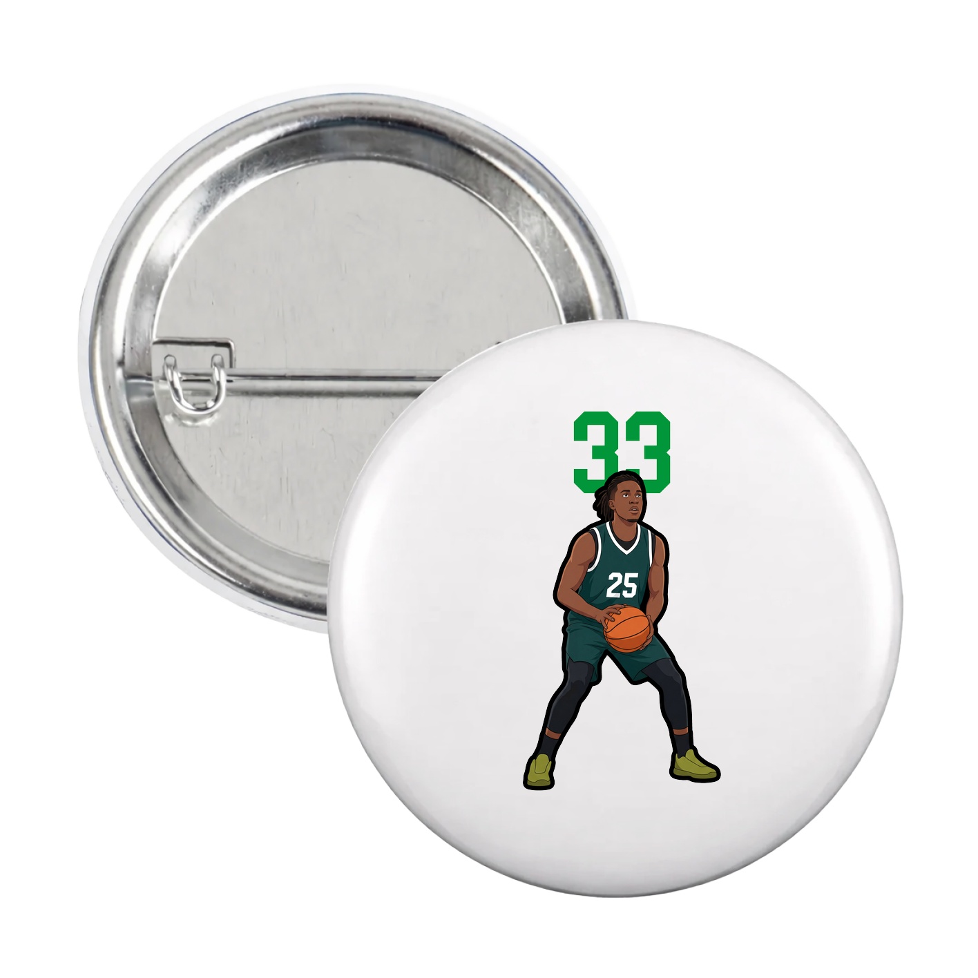 Game Day Button — Number Top in White