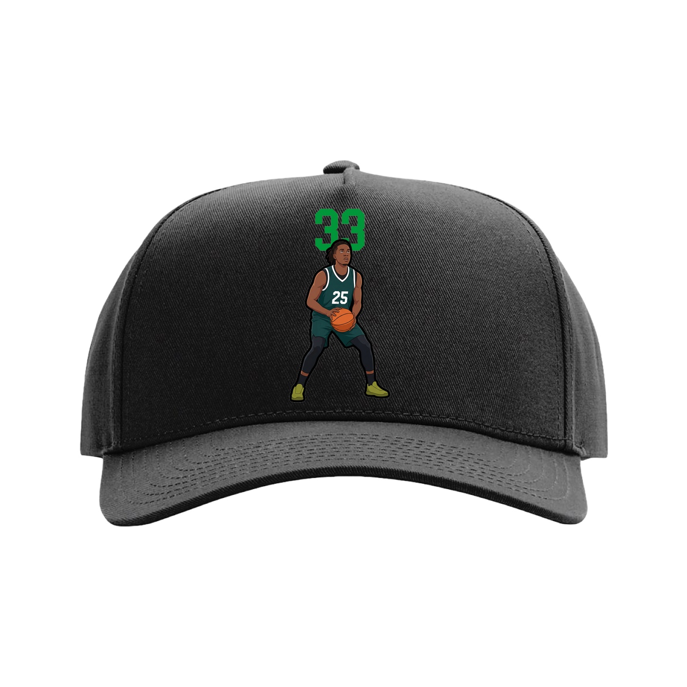 Full Fabric Five-Panel Champ Cap — Number Top in Black