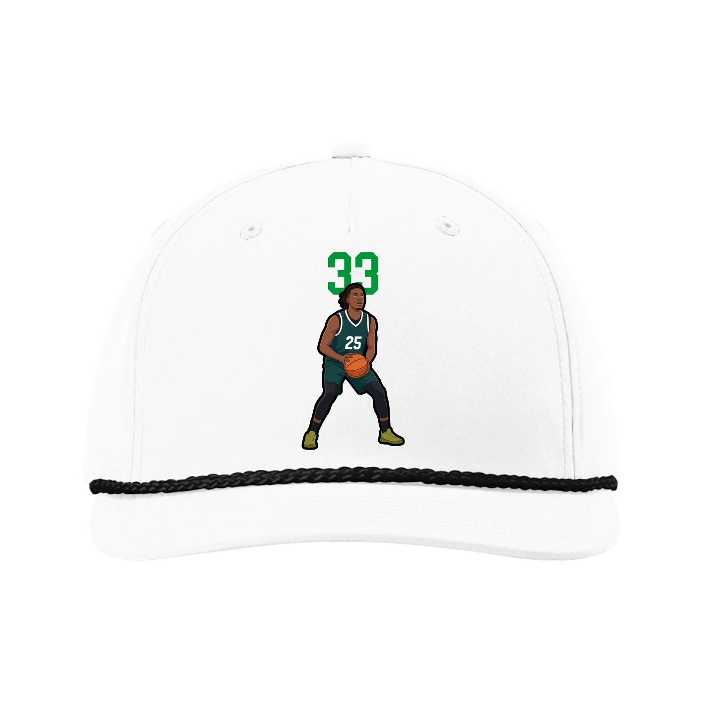 Five-Panel Classic Rope Cap — Number Top in White