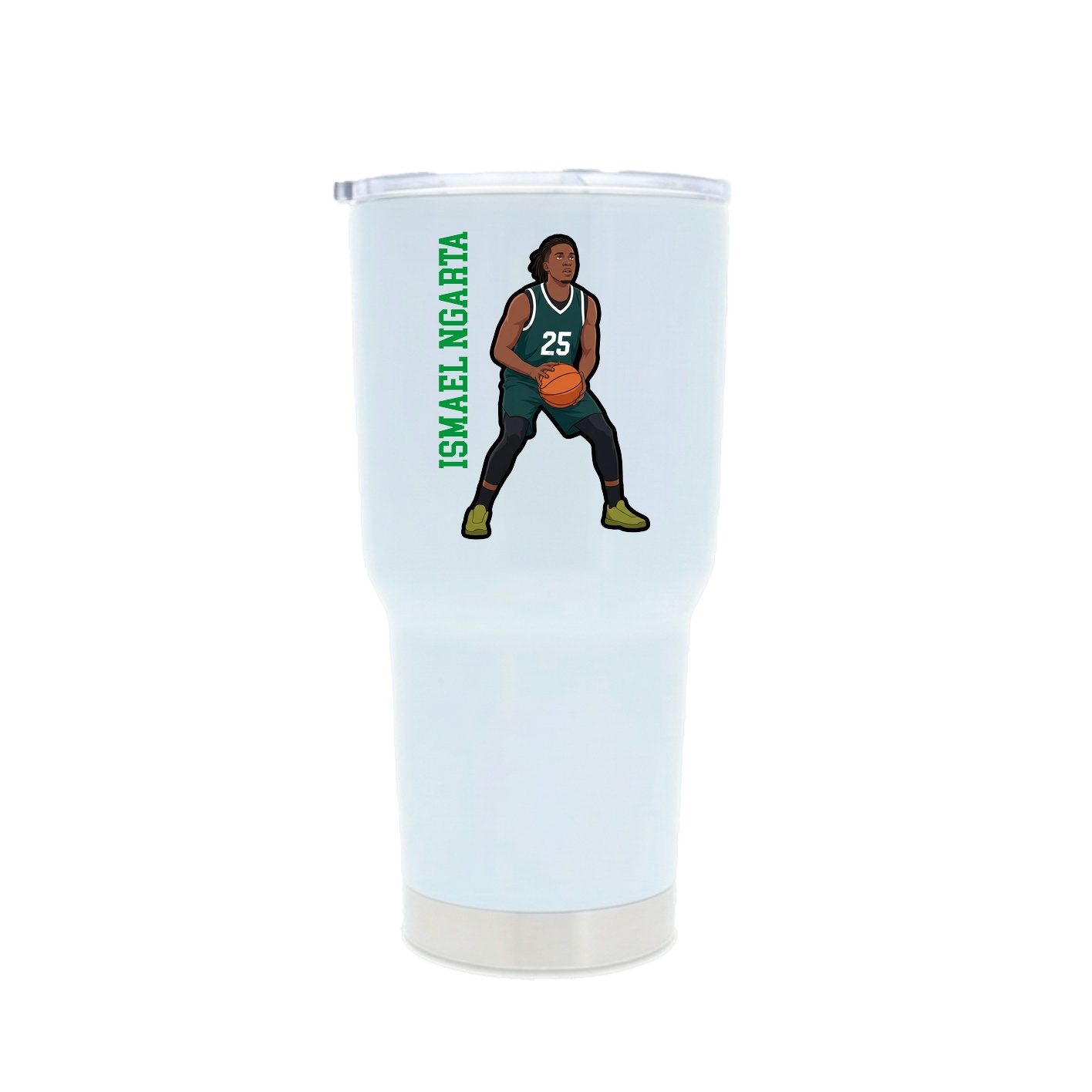 30oz Stainless Steel Tumbler — Name Vertical in White