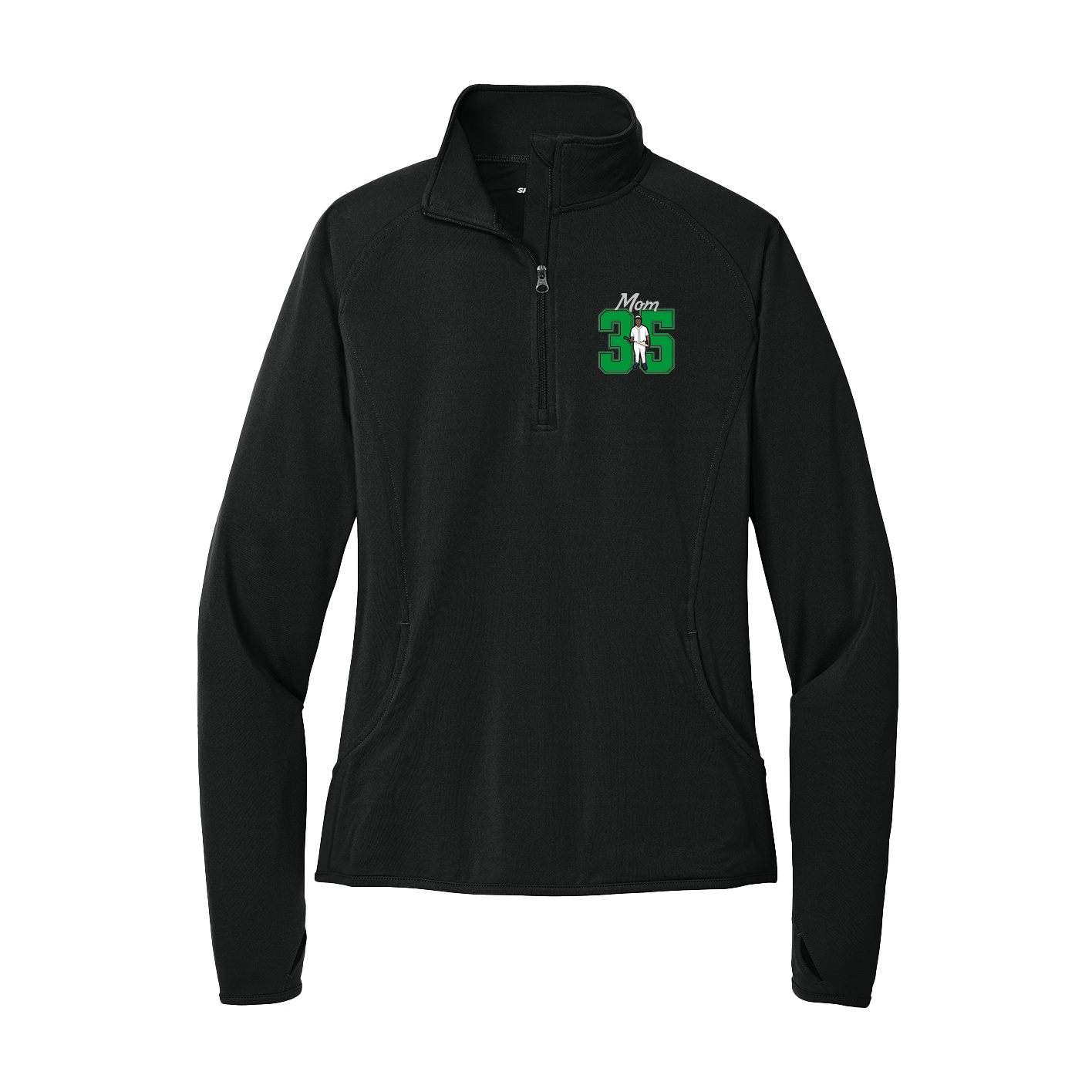 Women's Q-Zip Pullover — Mothers Day Shirsey in Black