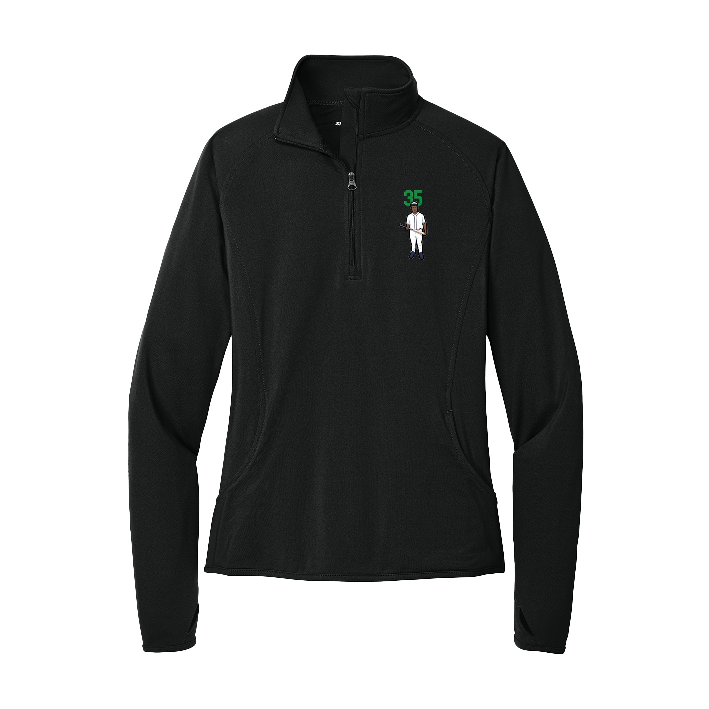 Women's Q-Zip Pullover — Number Top in Black