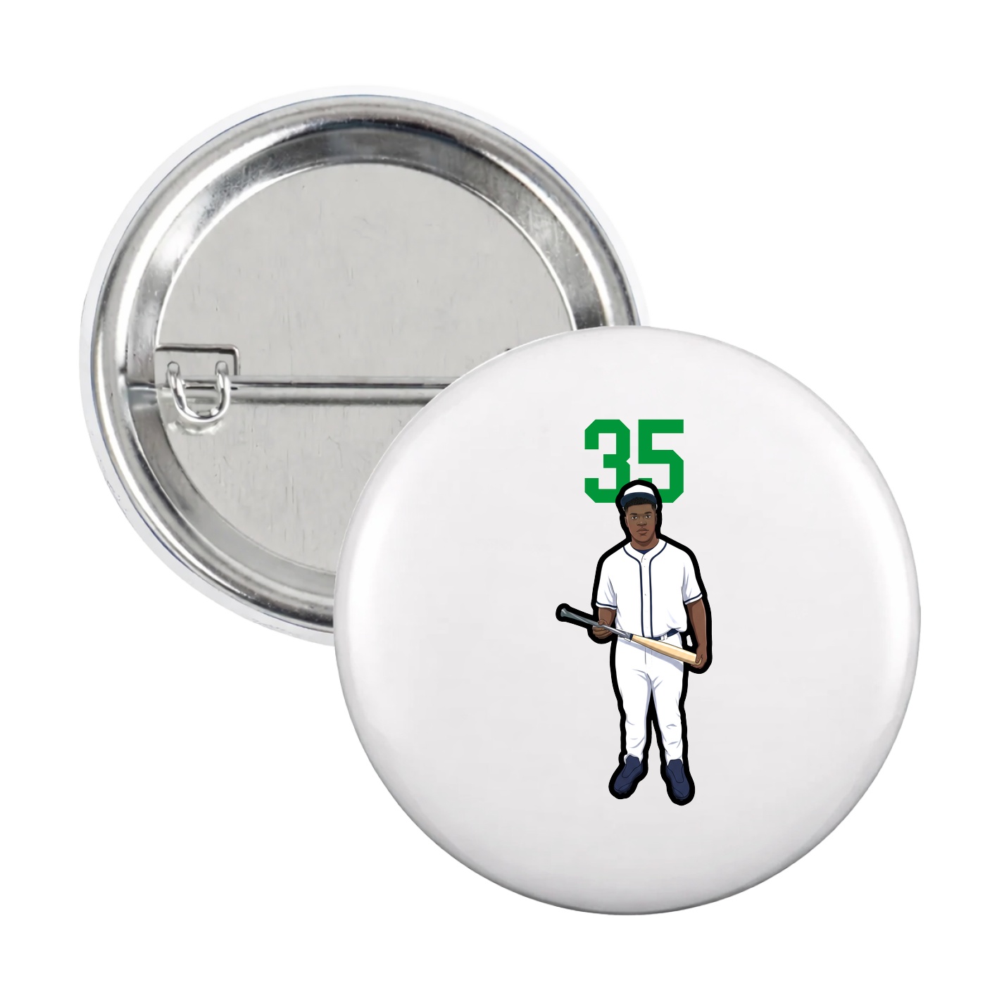 Game Day Button — Number Top in White