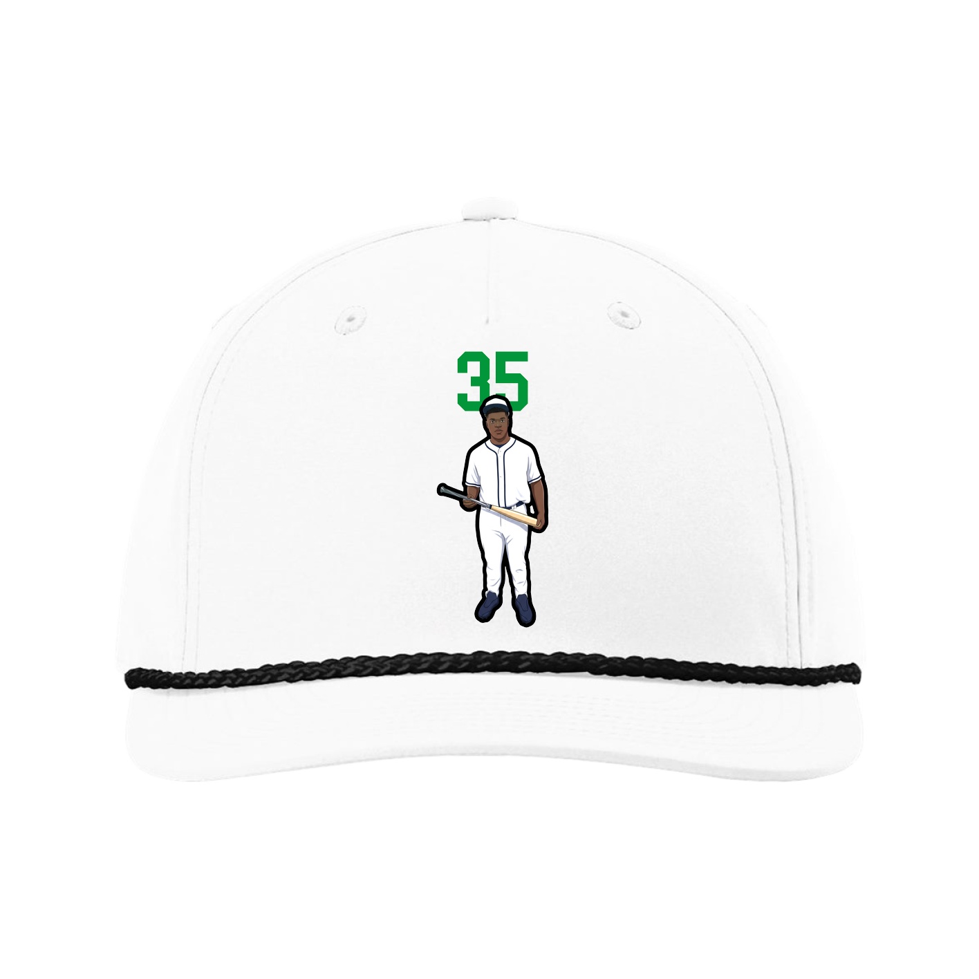 Five-Panel Classic Rope Cap — Number Top in White