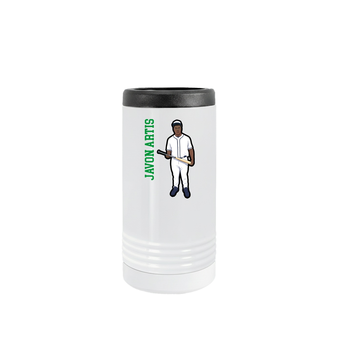 Slim Beverage Holder — Name Vertical in White
