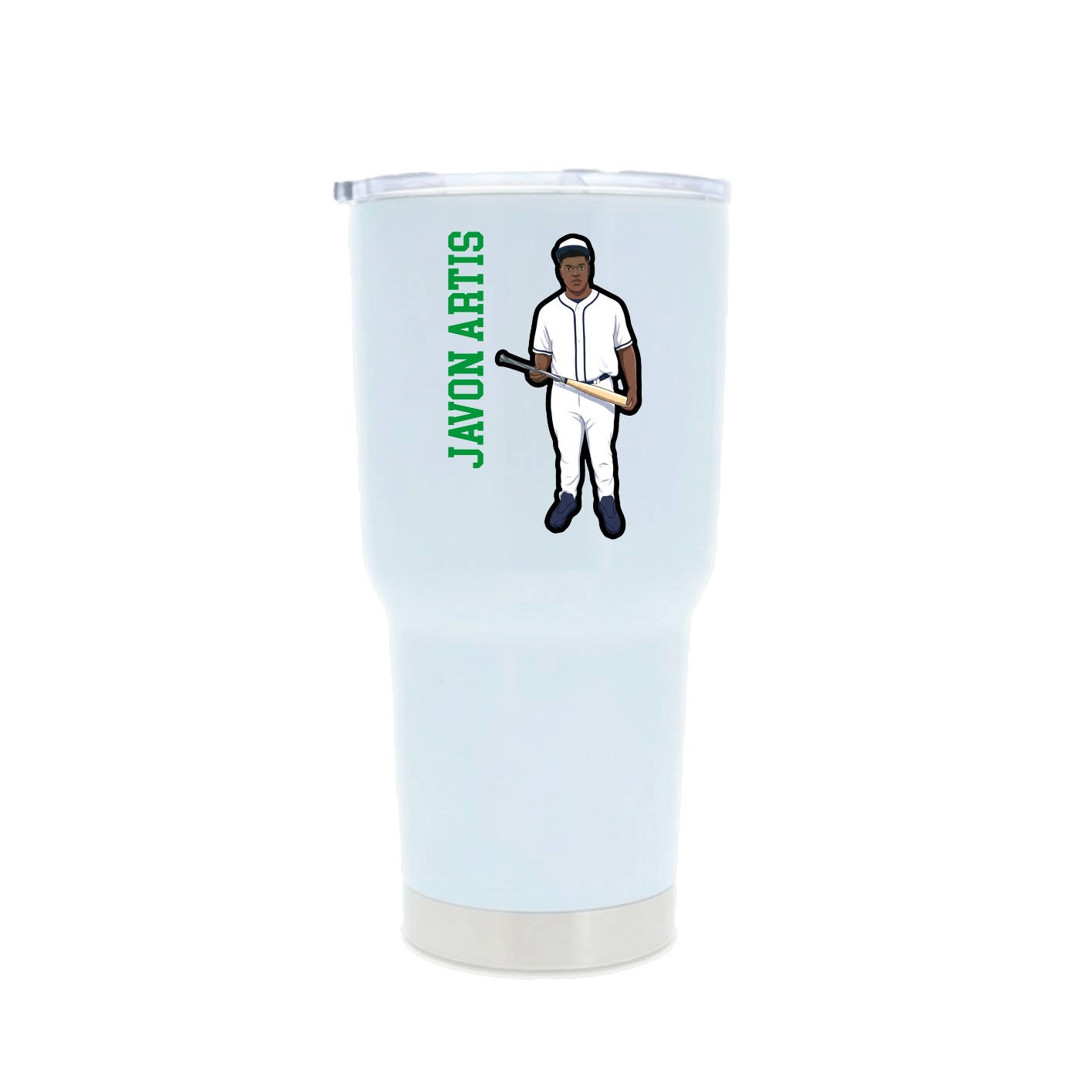 30oz Stainless Steel Tumbler — Name Vertical in White