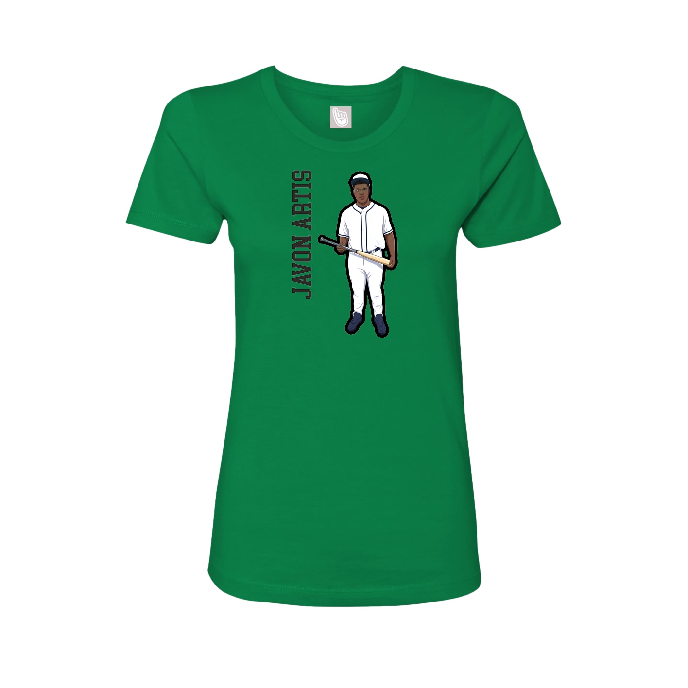 Fitted Women's Tee — Name Vertical in Green