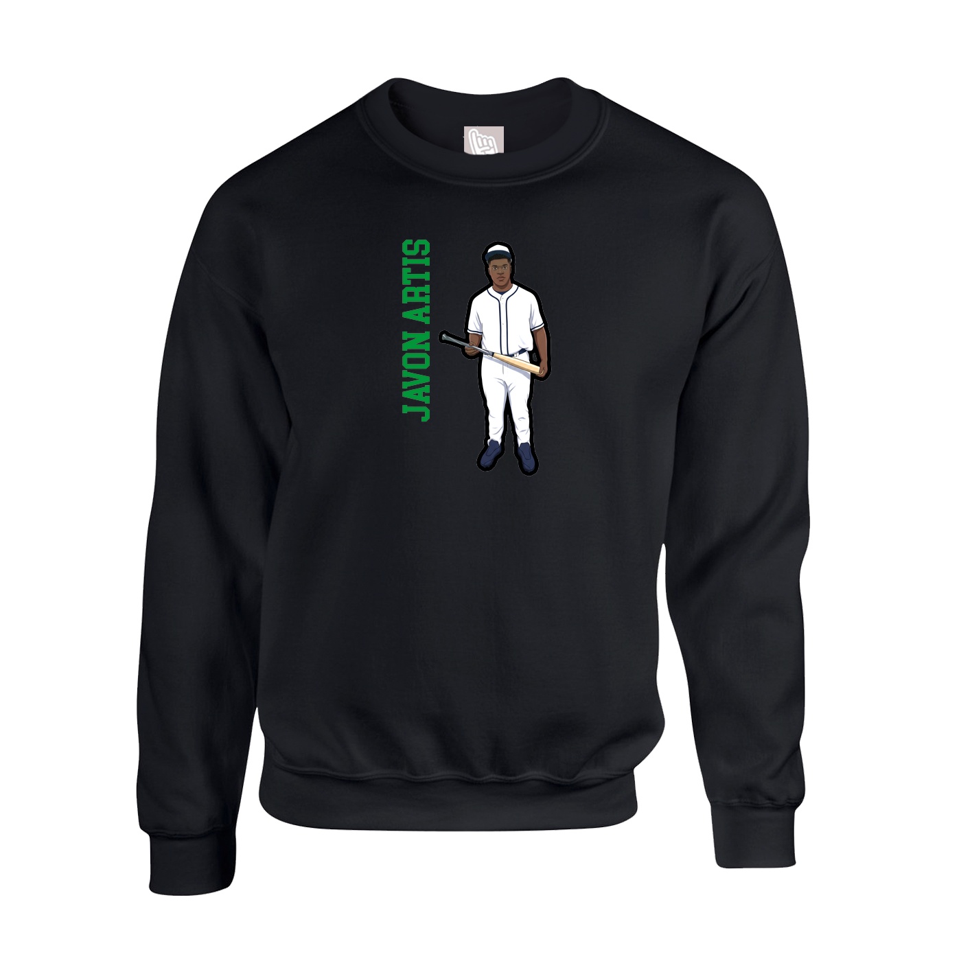 Fleece Crew — Name Vertical in Black