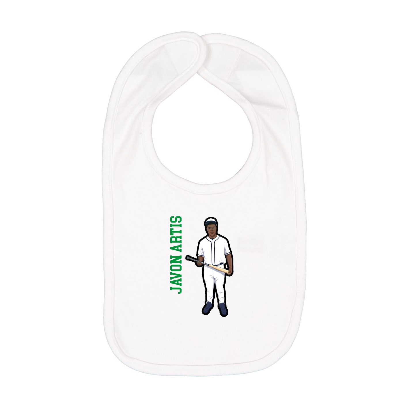 Infant Bib — Name Vertical in White