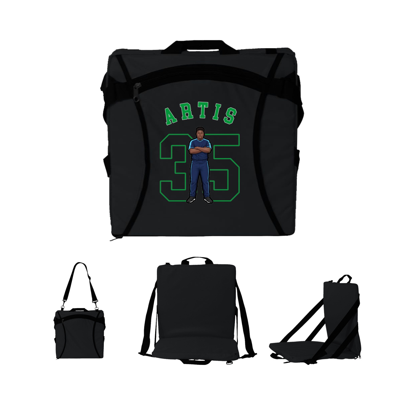 Folding Stadium Seat — Shirsey Arch in Black